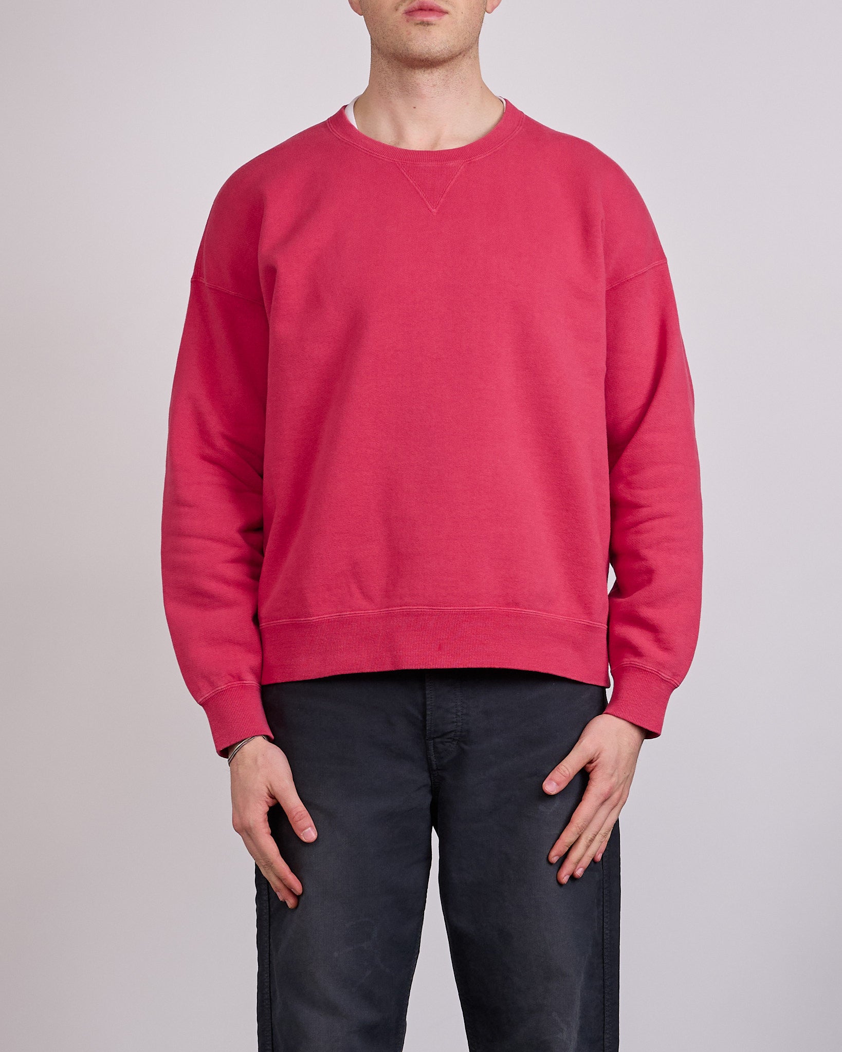 visvim Jumbo SB Crew Sweat DMGD Red – LESS 17