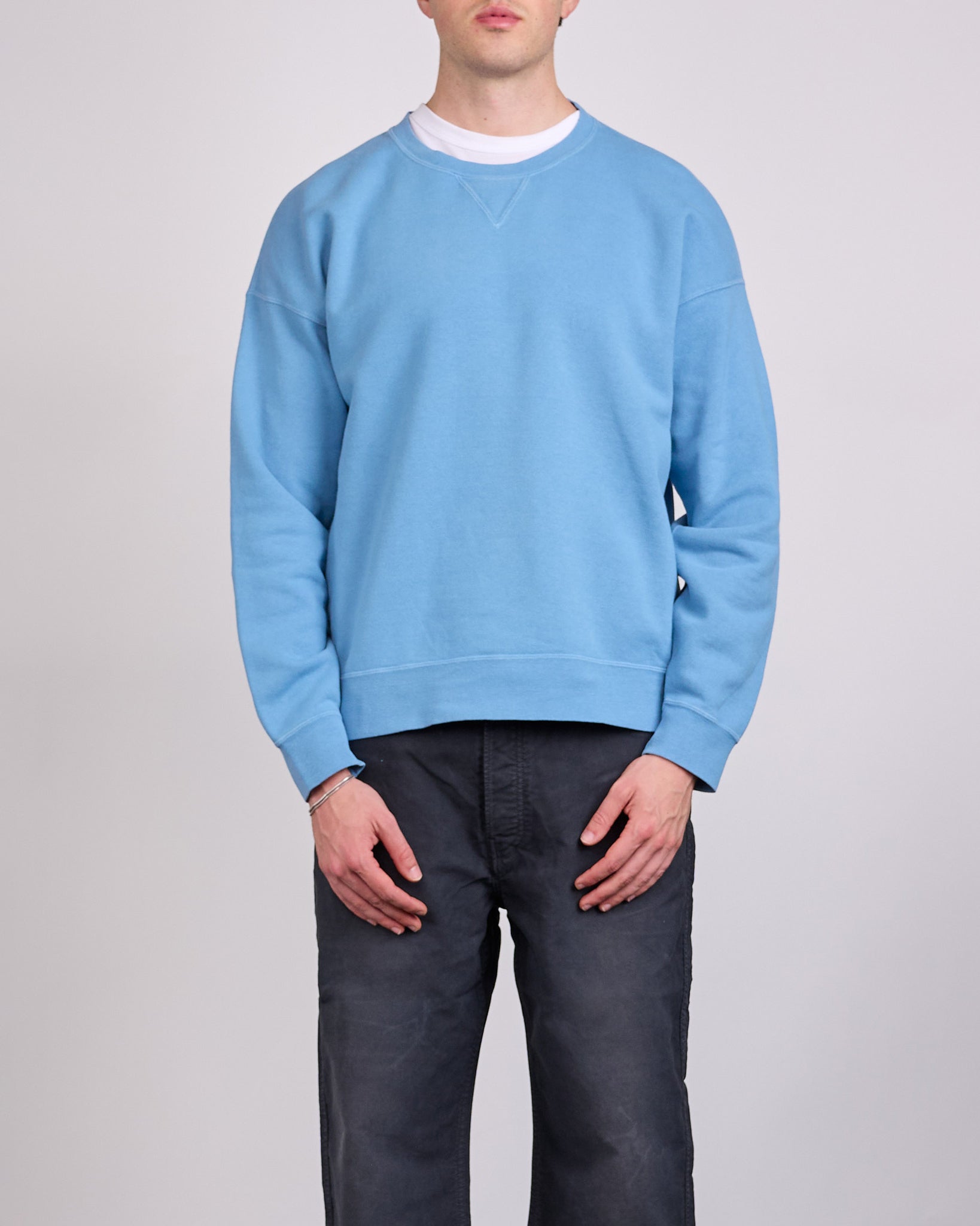 visvim Jumbo SB Sweat Long Sleeve Crewneck DMGD Lt.Blue – LESS 17