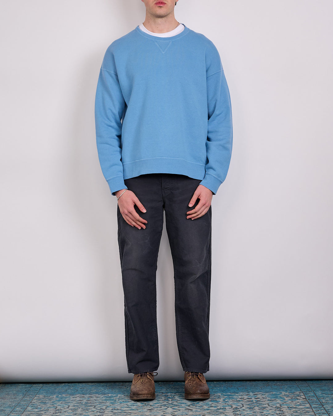 visvim Jumbo SB Sweat Long Sleeve Crewneck DMGD Lt.Blue