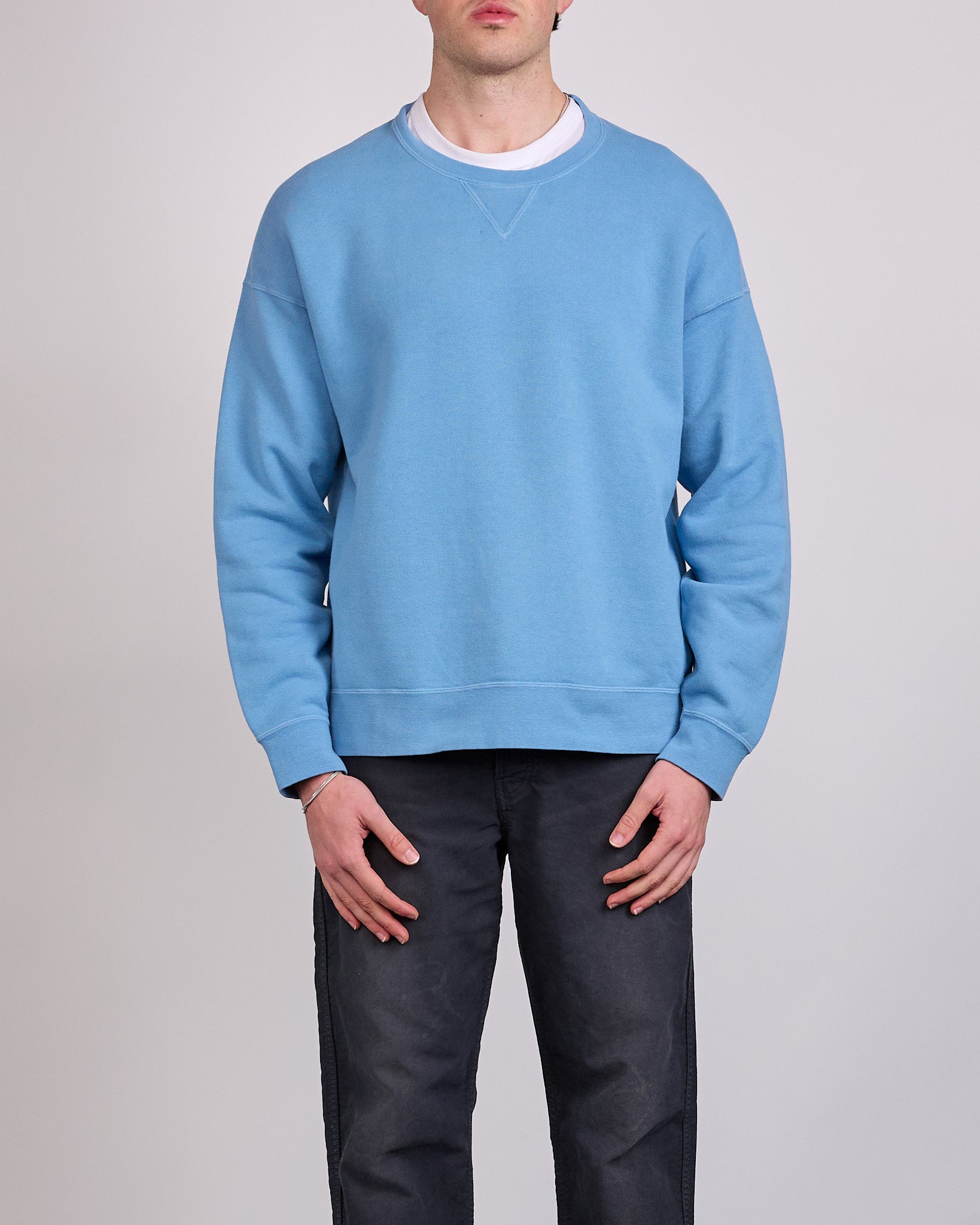 visvim Jumbo SB Sweat Long Sleeve Crewneck DMGD Lt.Blue – LESS 17