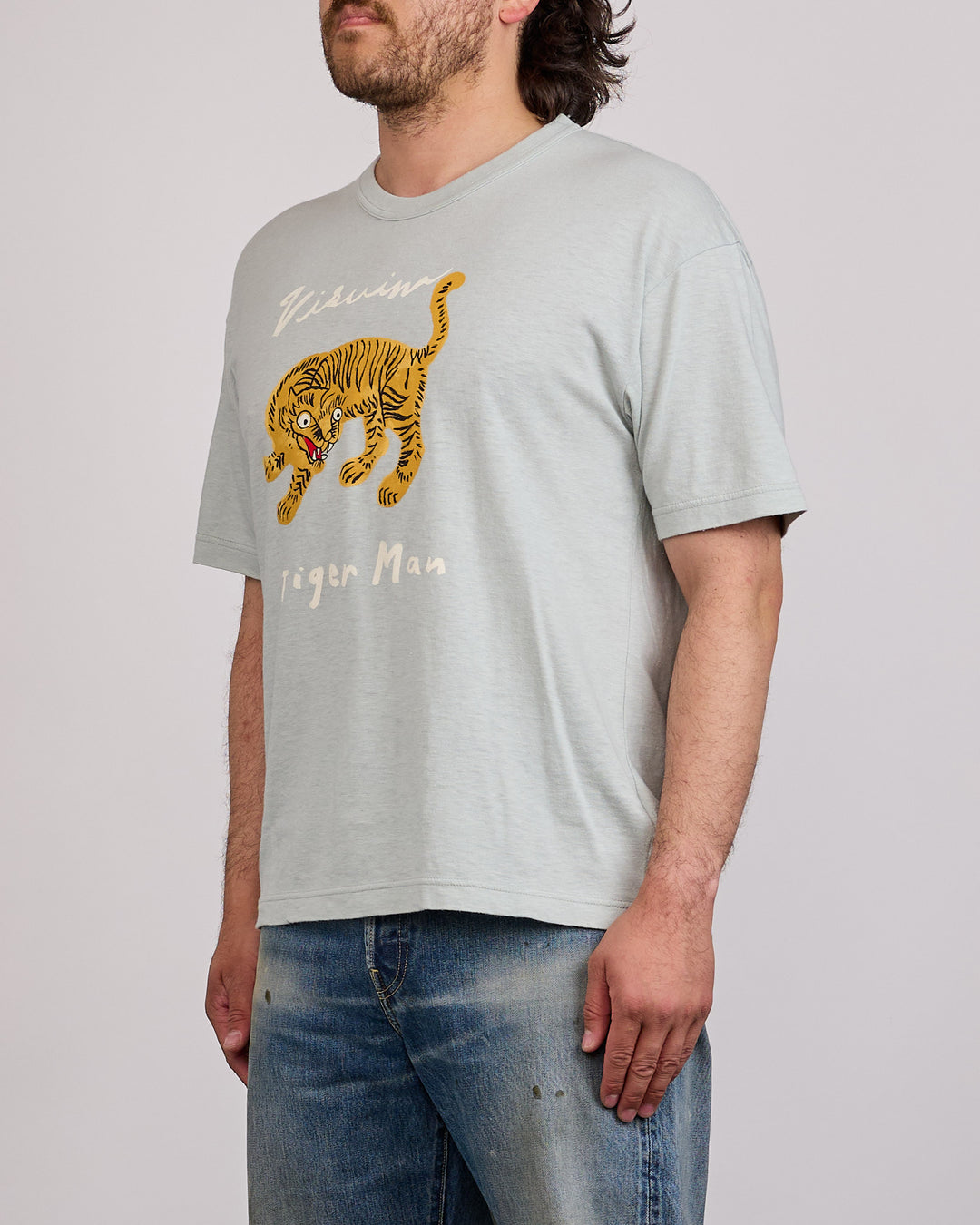 visvim Jumbo T-Shirt Tiger Man T-Shirt Lt.Blue