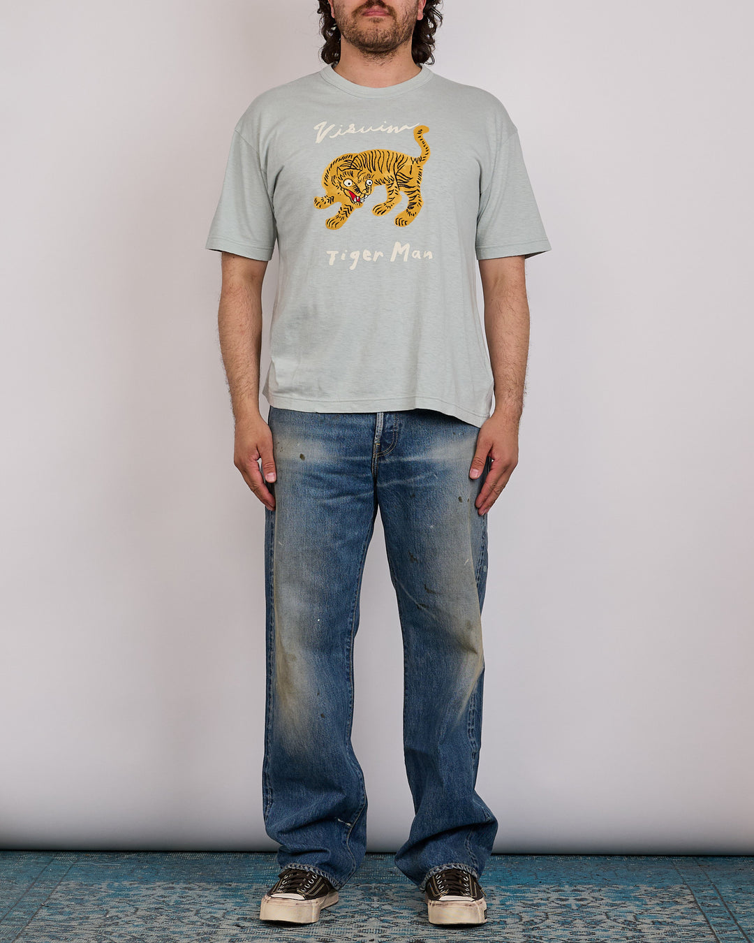 visvim Jumbo T-Shirt Tiger Man T-Shirt Lt.Blue