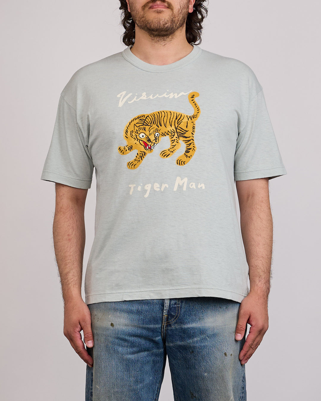 visvim Jumbo T-Shirt Tiger Man T-Shirt Lt.Blue