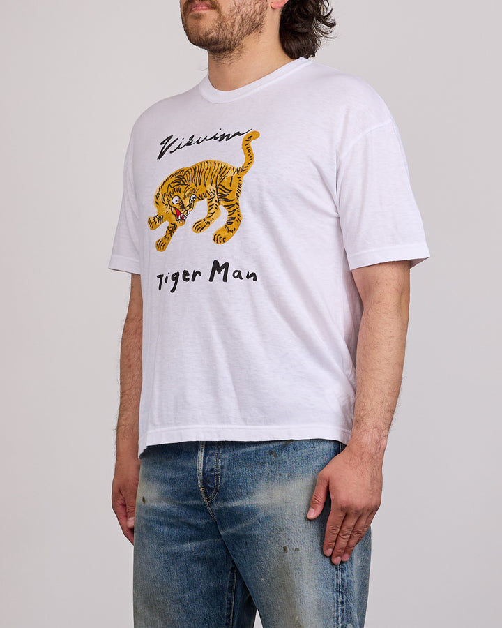 visvim Jumbo T-Shirt Tiger Man T-Shirt White