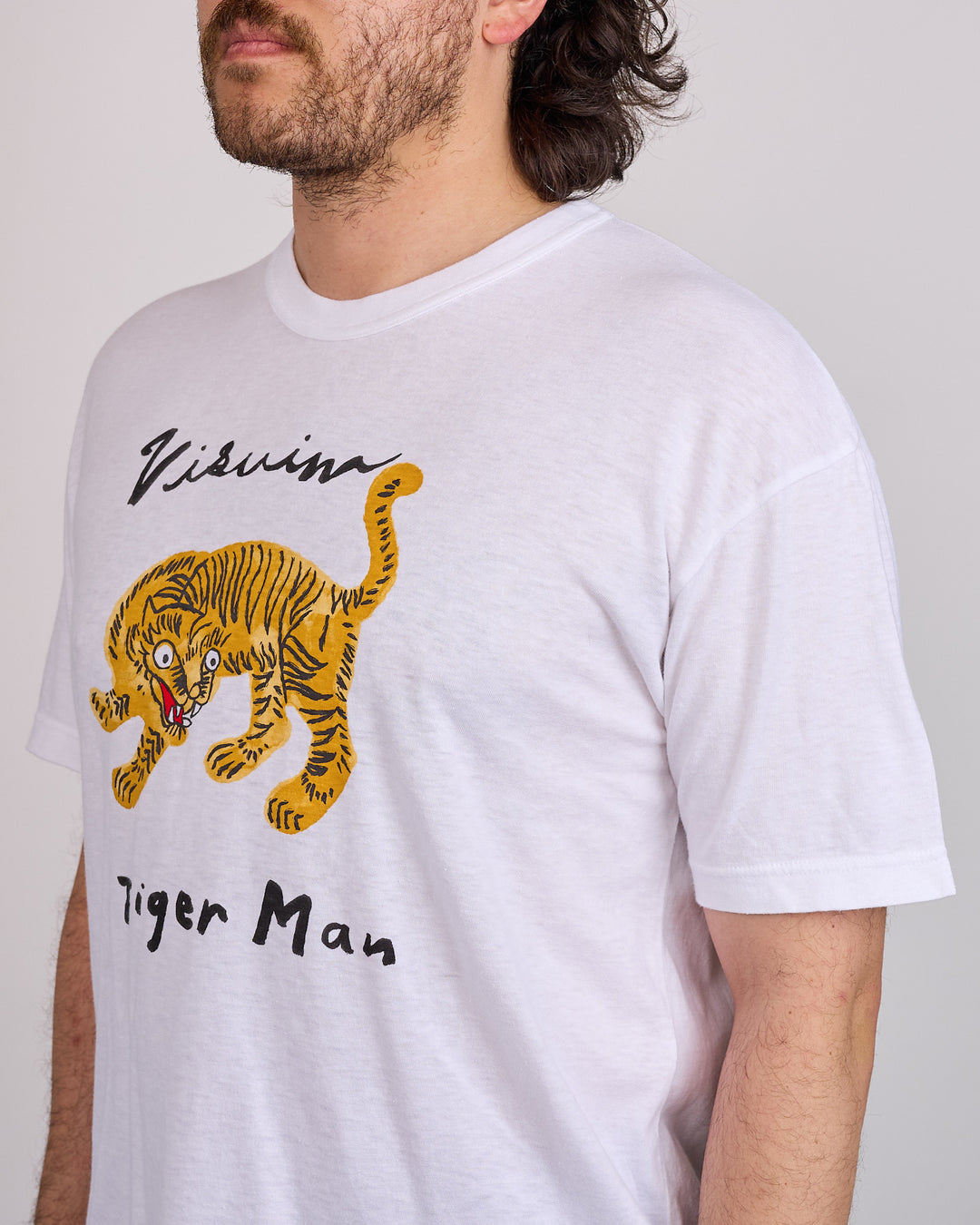 visvim Jumbo T-Shirt Tiger Man T-Shirt White