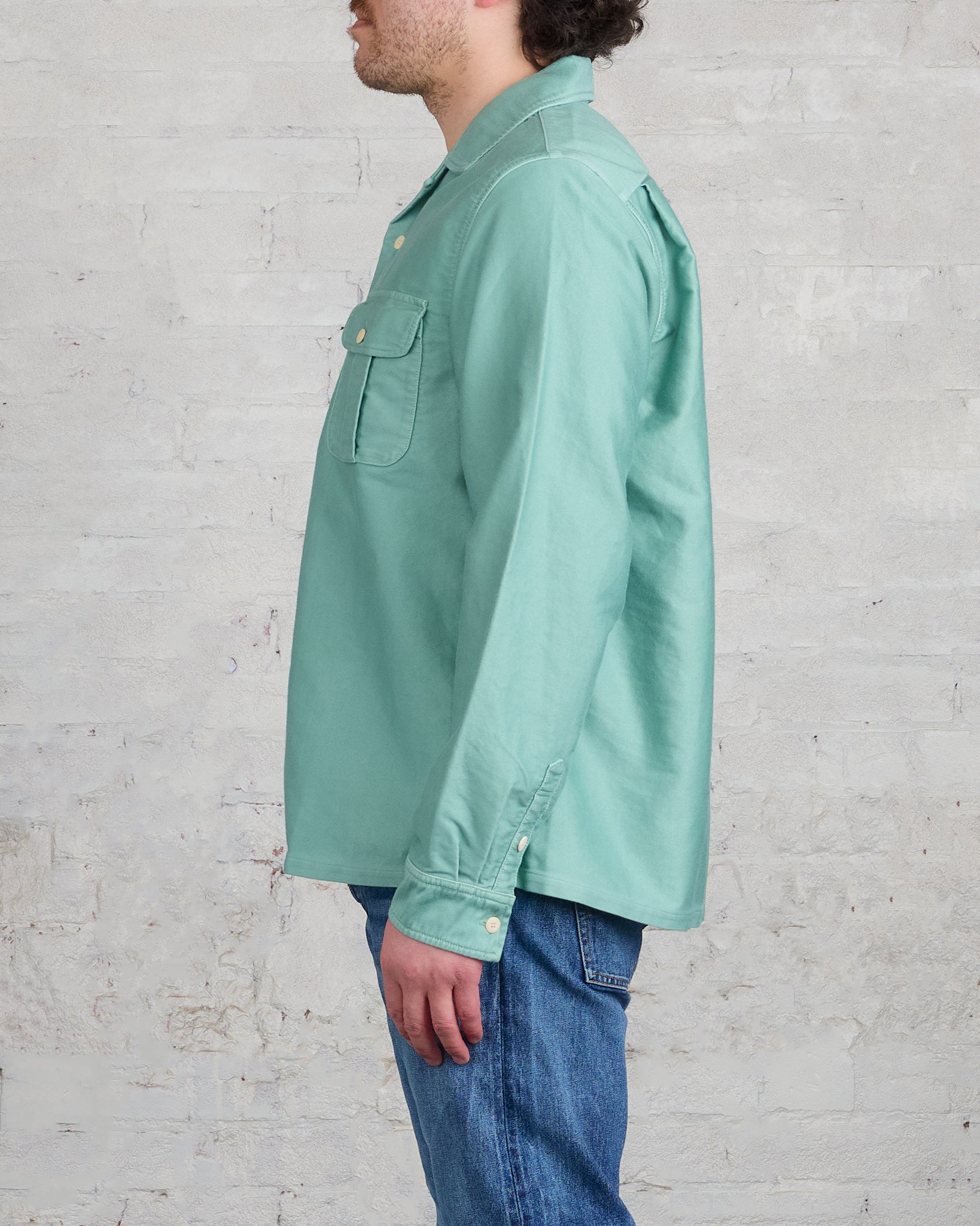 visvim Keesey G.S. Moleskin Button-Down Shirt Light Green