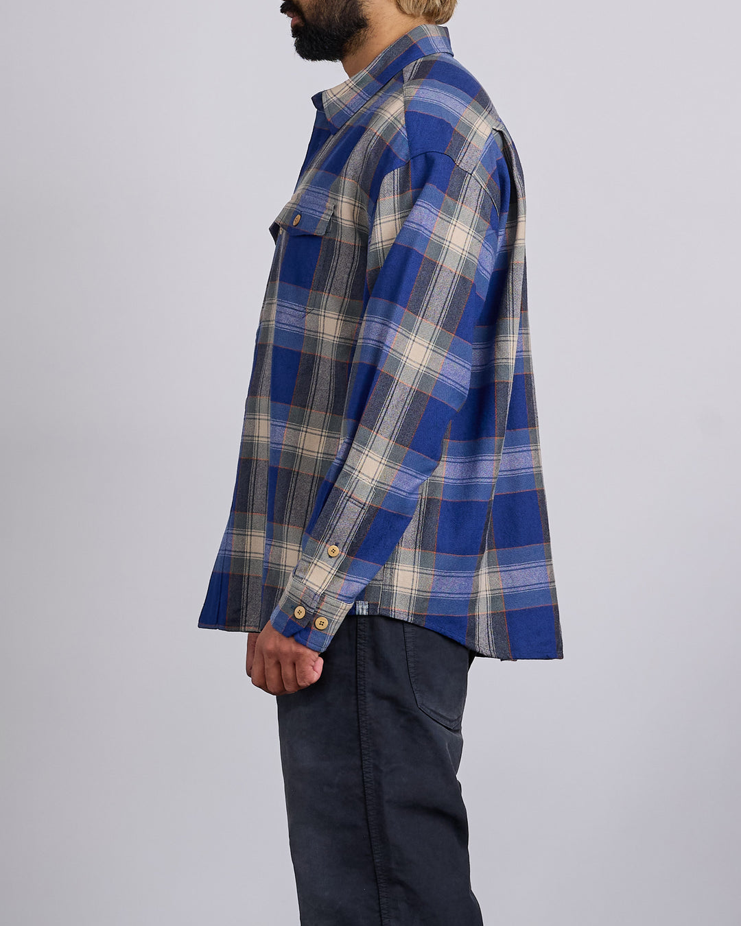 visvim Lumber Check Long Sleeve Button Shirt Blue
