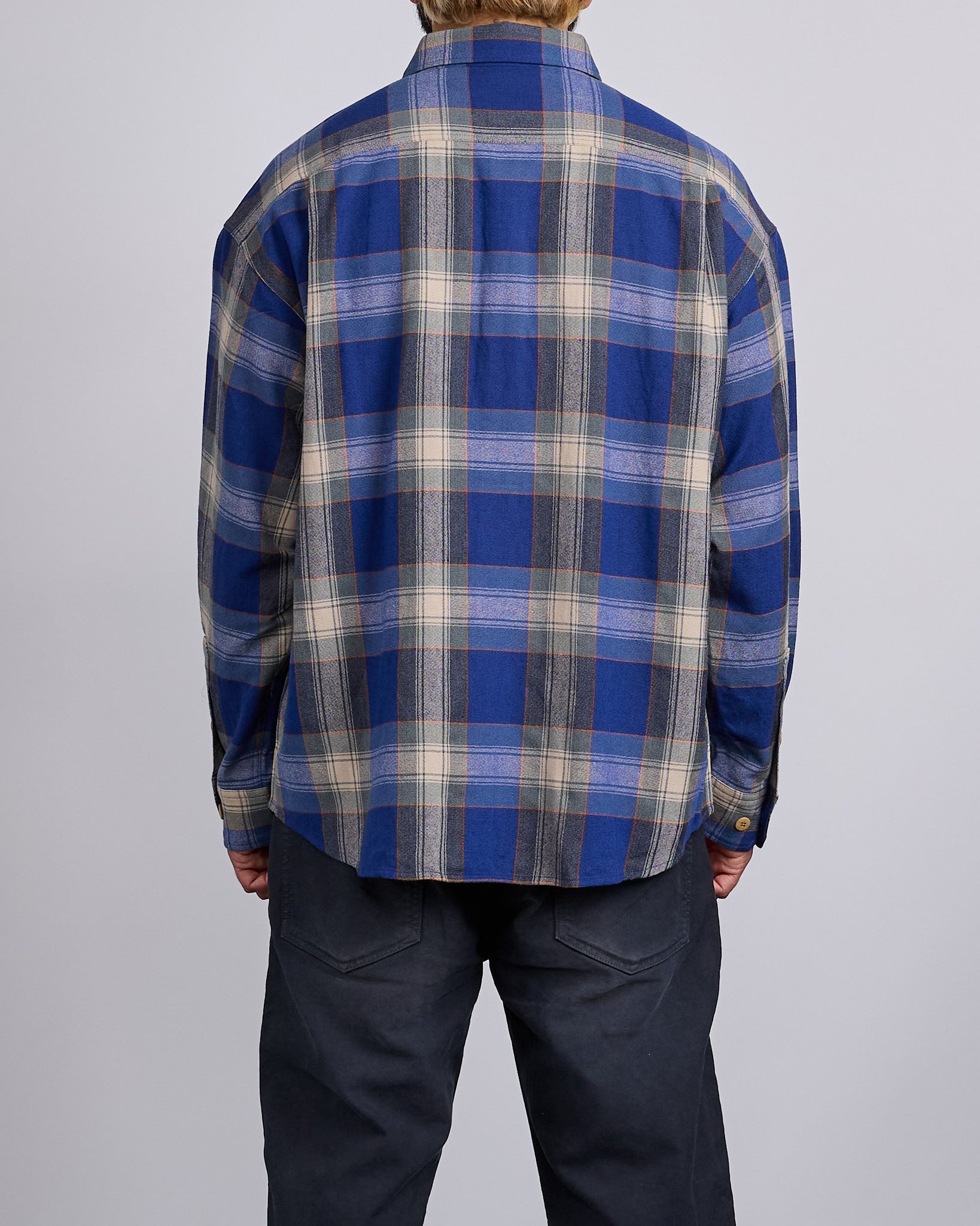 visvim Lumber Check Long Sleeve Button Shirt Blue – LESS 17