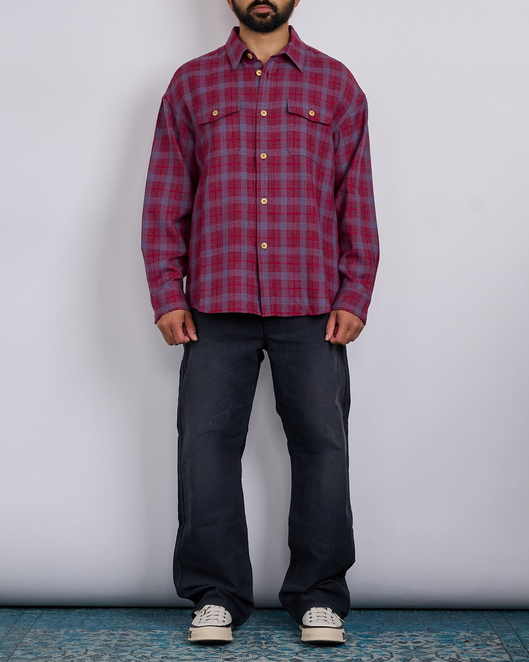 visvim Lumber Check Long Sleeve Button Shirt Red