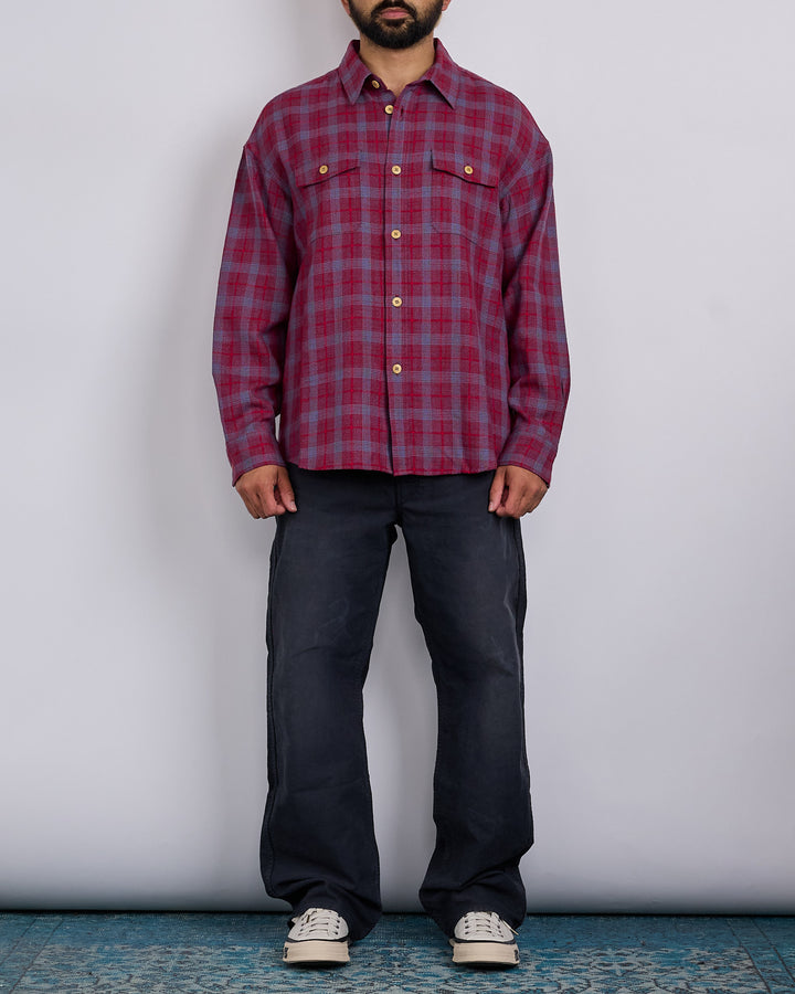 visvim Lumber Check Long Sleeve Button Shirt Red