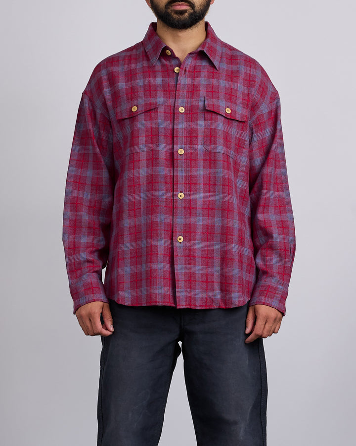 visvim Lumber Check Long Sleeve Button Shirt Red
