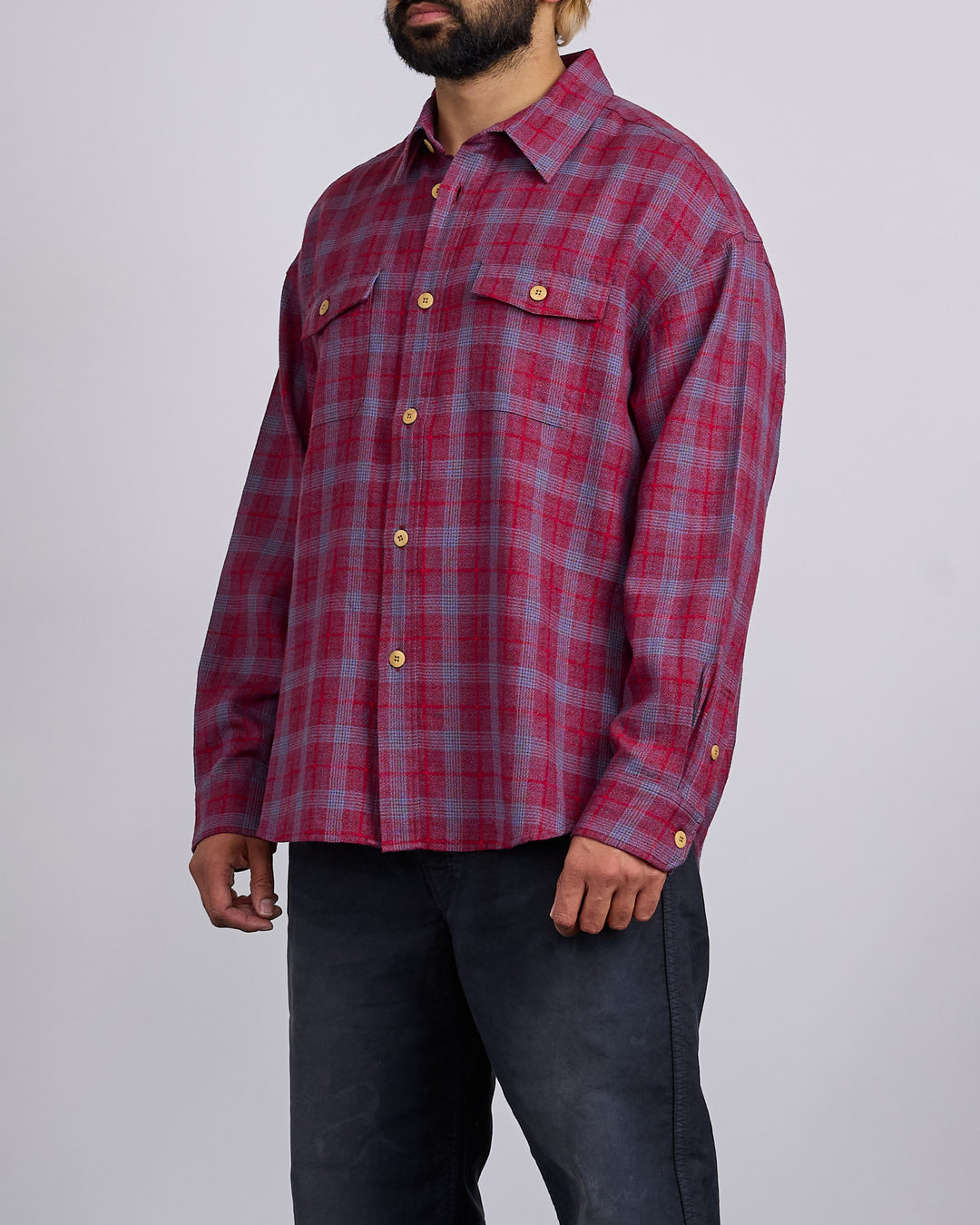 visvim Lumber Check Long Sleeve Button Shirt Red