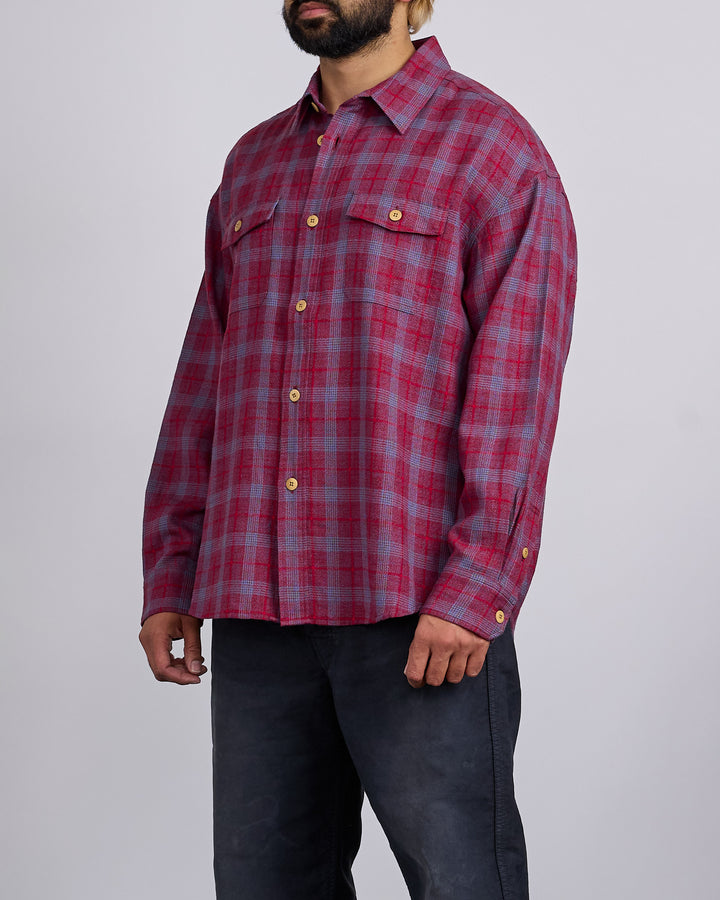 visvim Lumber Check Long Sleeve Button Shirt Red