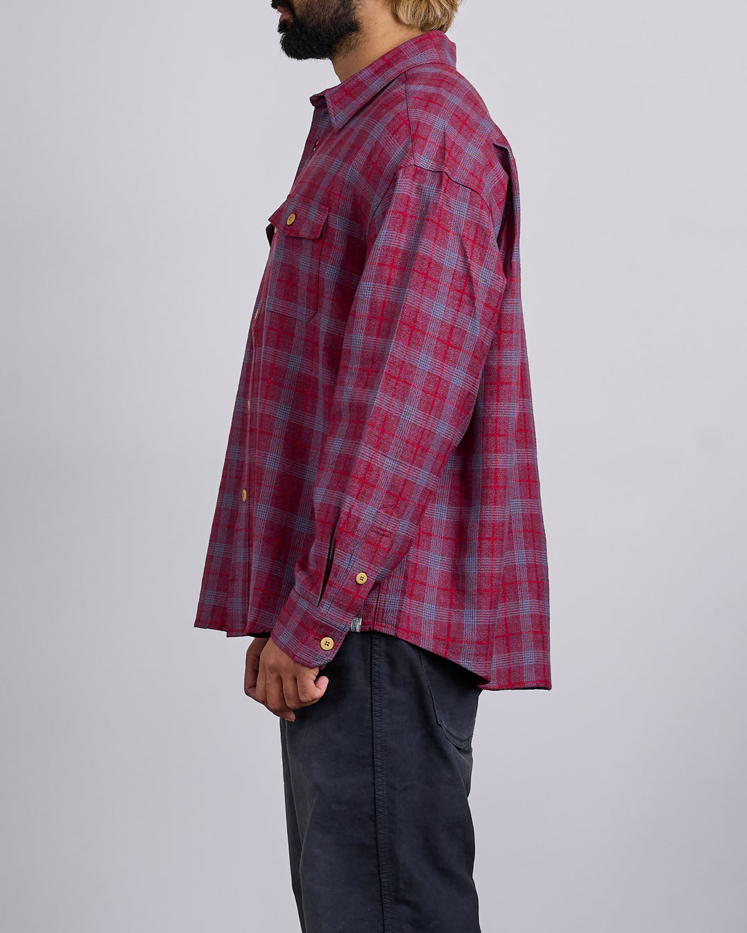 visvim Lumber Check Long Sleeve Button Shirt Red