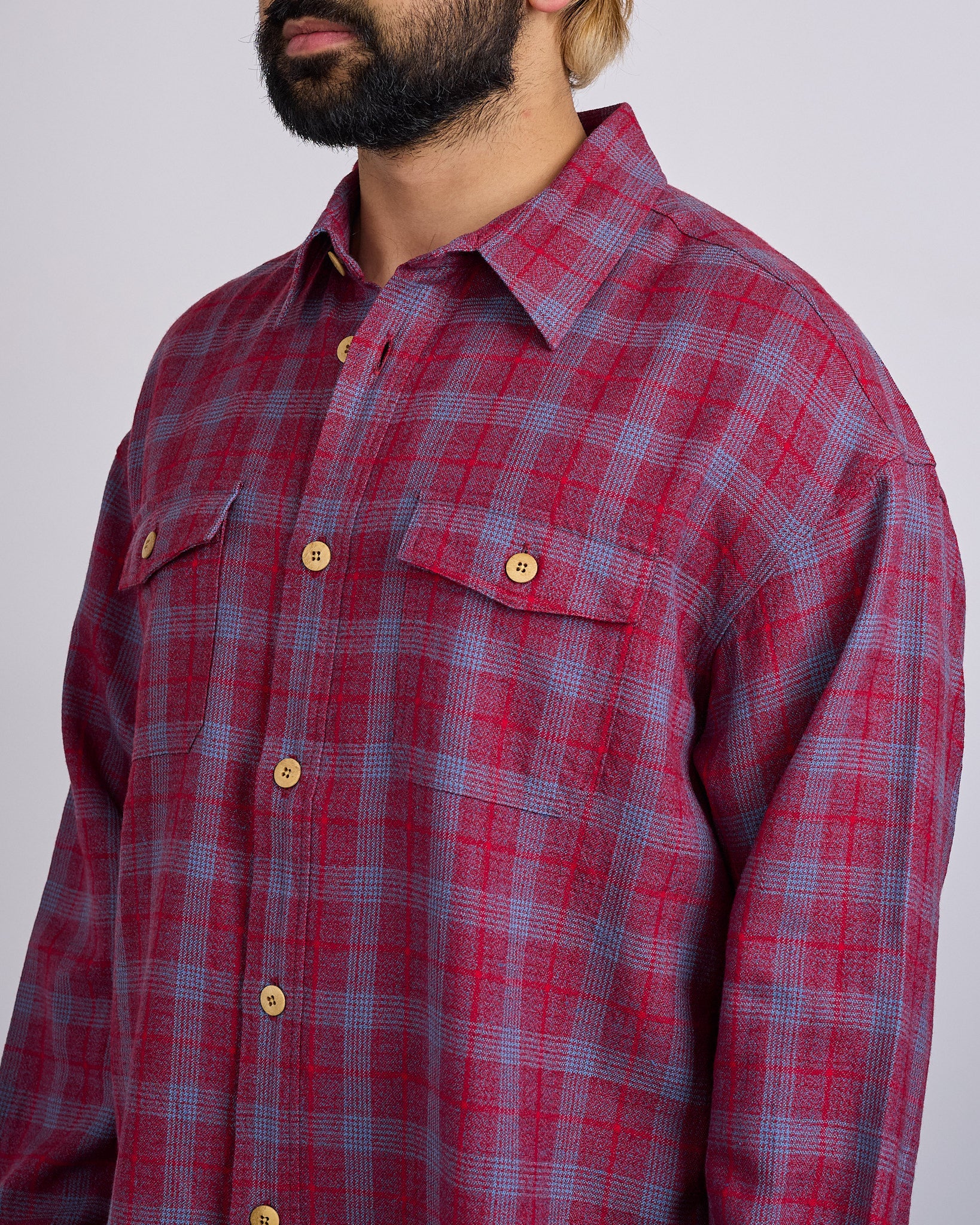 visvim Lumber Check Long Sleeve Button Shirt Red – LESS 17
