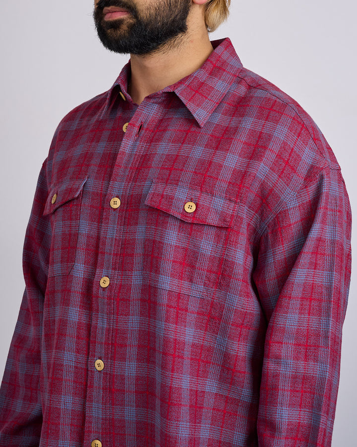 visvim Lumber Check Long Sleeve Button Shirt Red