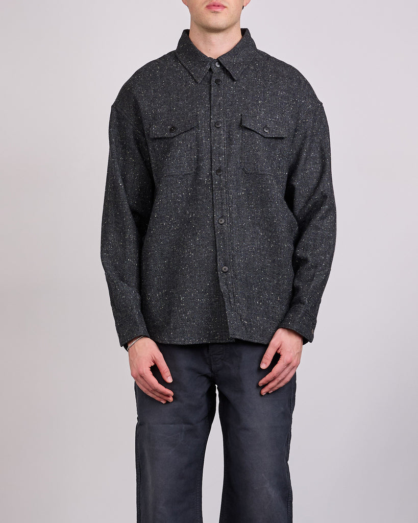 visvim Lumber Tweed Long Sleeve Button Shirt Black – LESS 17