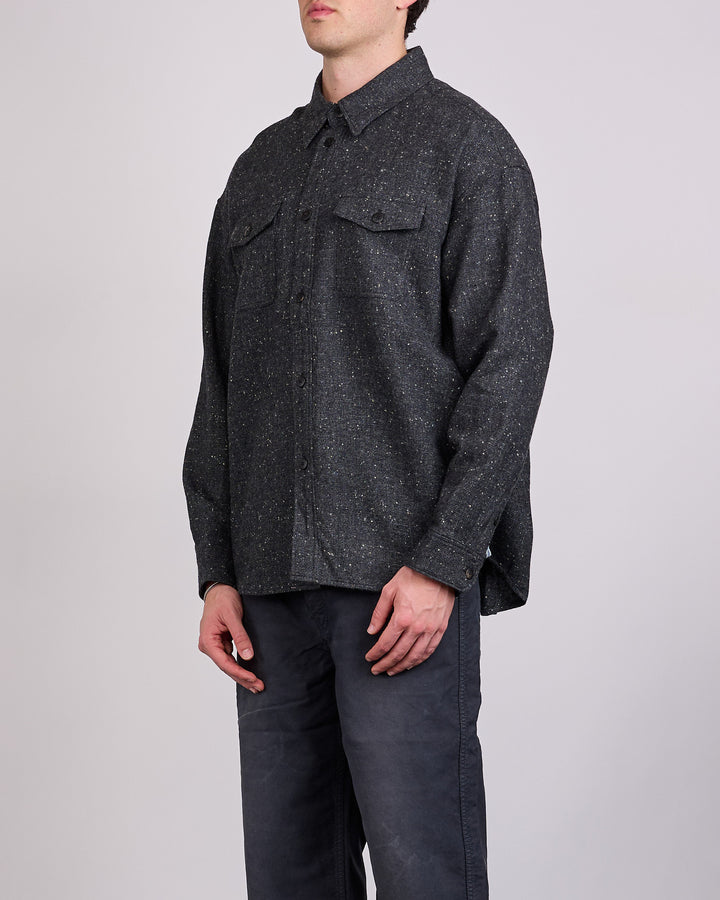 visvim Lumber Tweed Long Sleeve Button Shirt Black