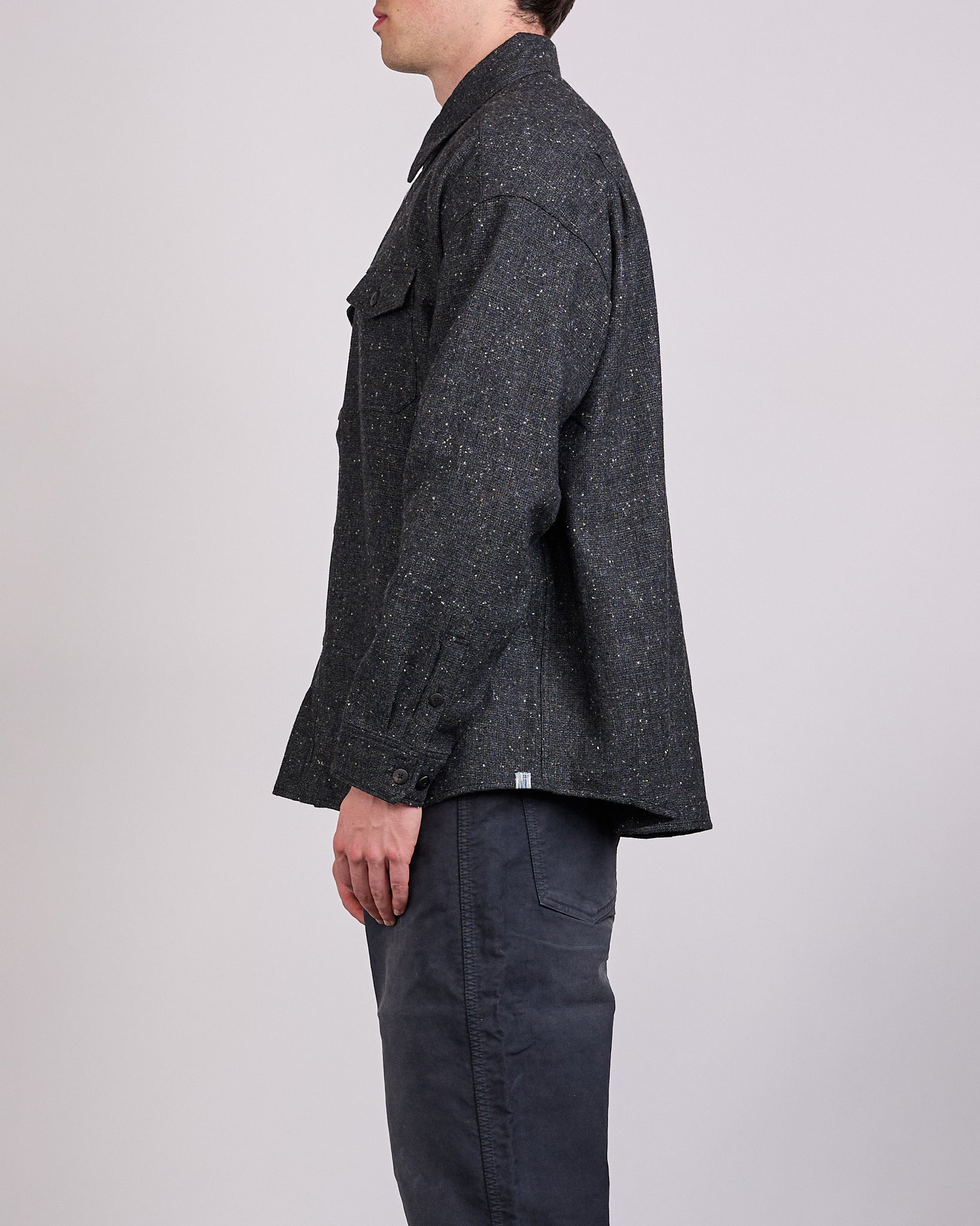 visvim Lumber Tweed Long Sleeve Button Shirt Black – LESS 17