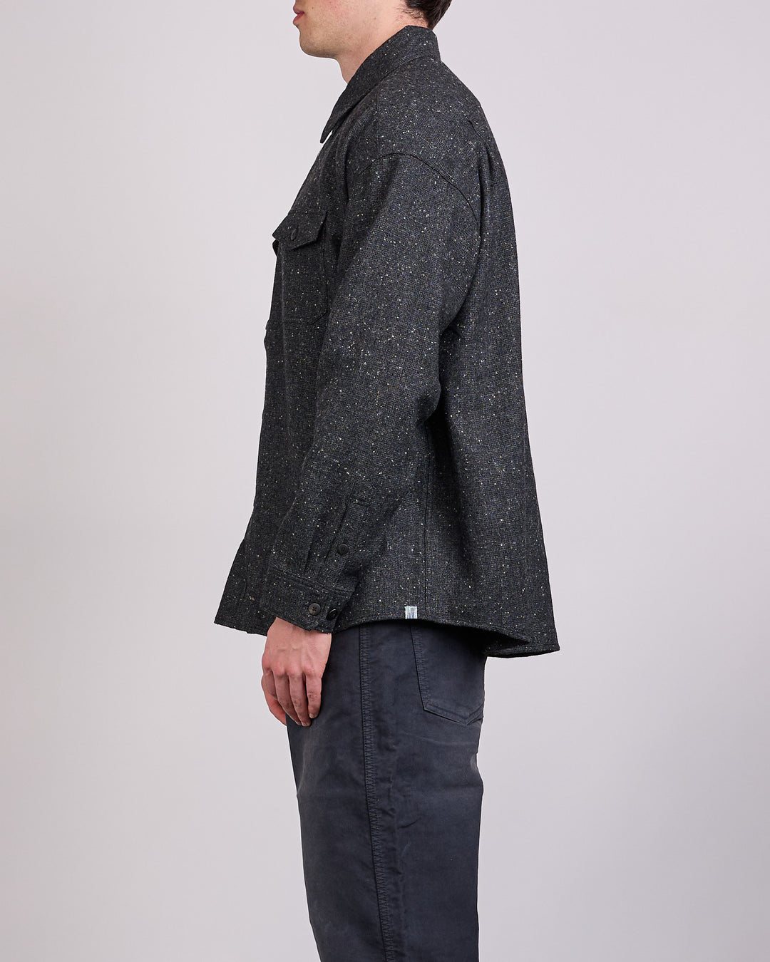 visvim Lumber Tweed Long Sleeve Button Shirt Black