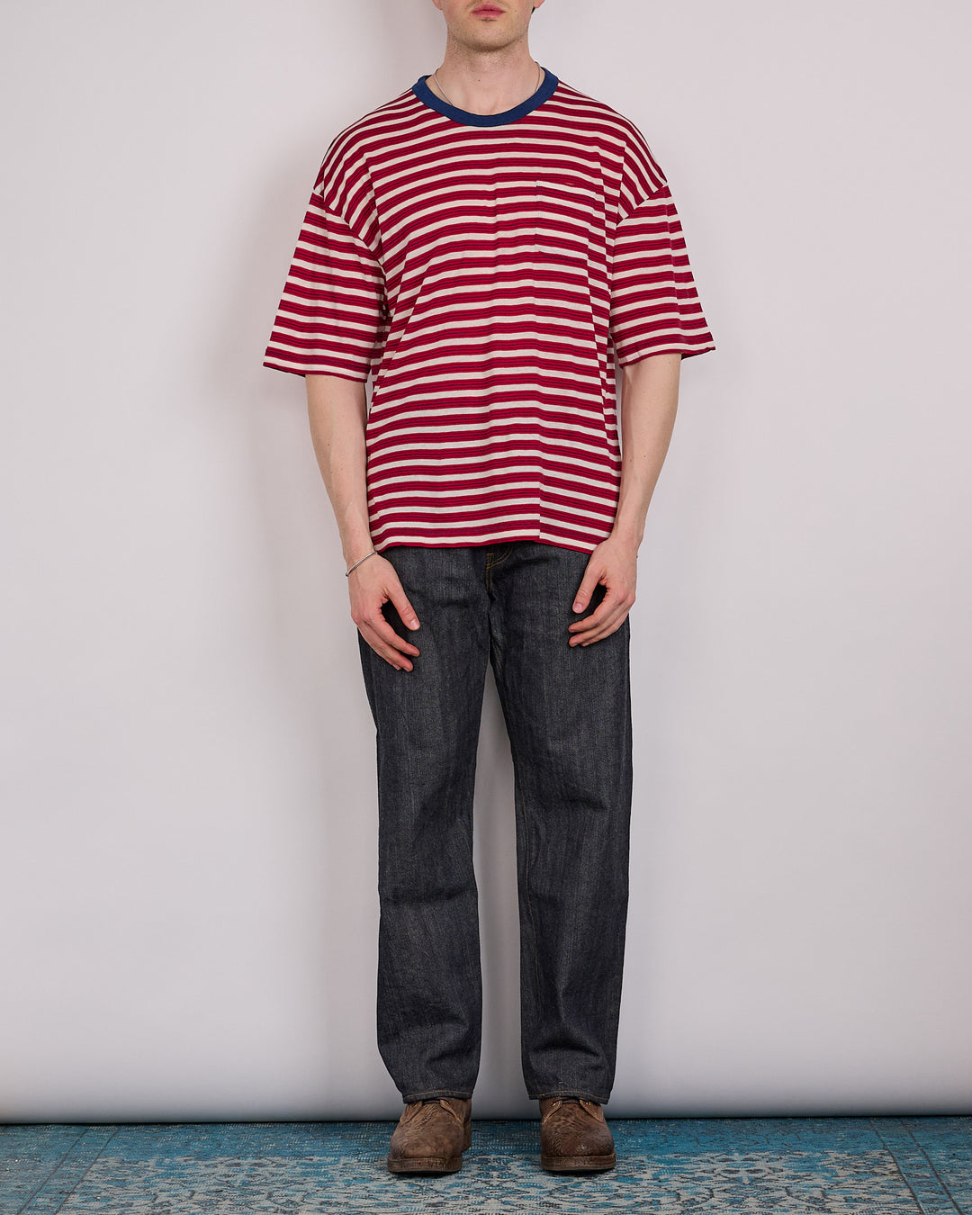 visvim Mondo Border T-Shirt (Fine Wool) Red