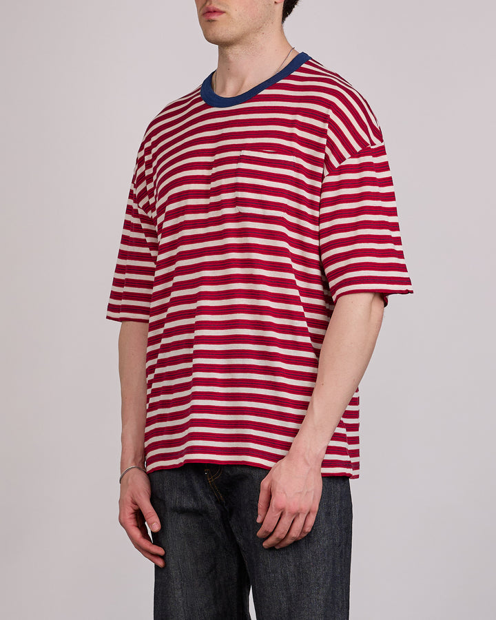 visvim Mondo Border T-Shirt (Fine Wool) Red