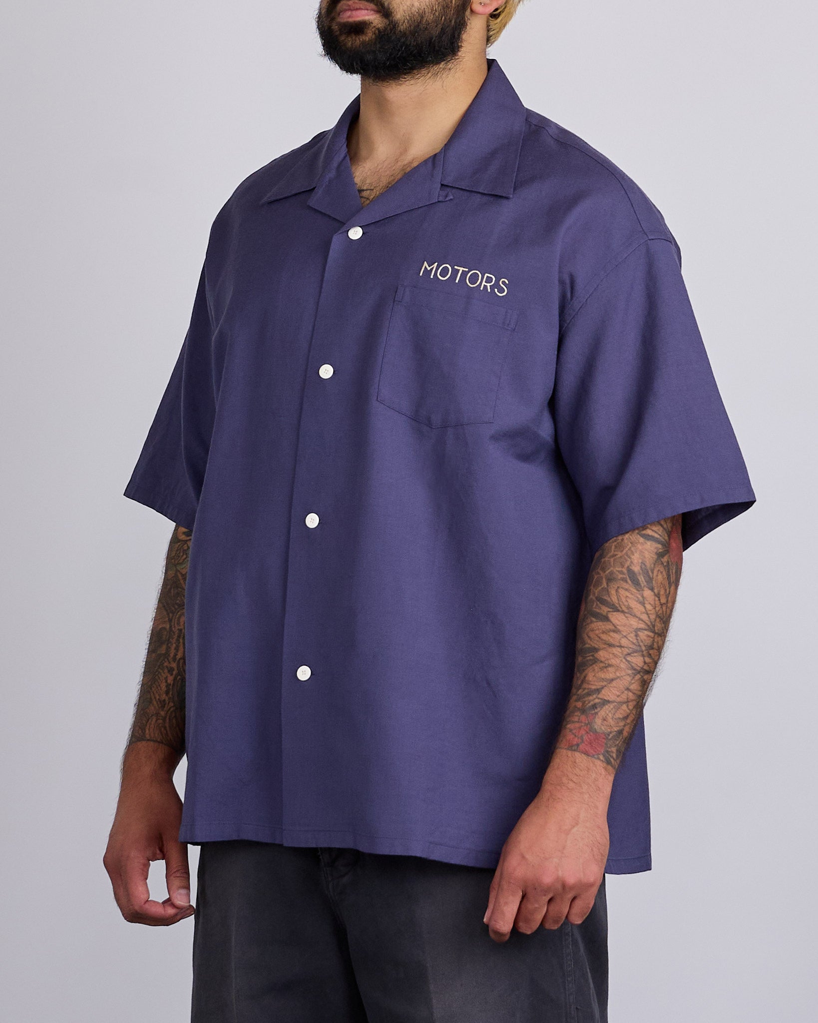 visvim Motors Crosby Shortsleeve Button Shirt Navy – LESS 17