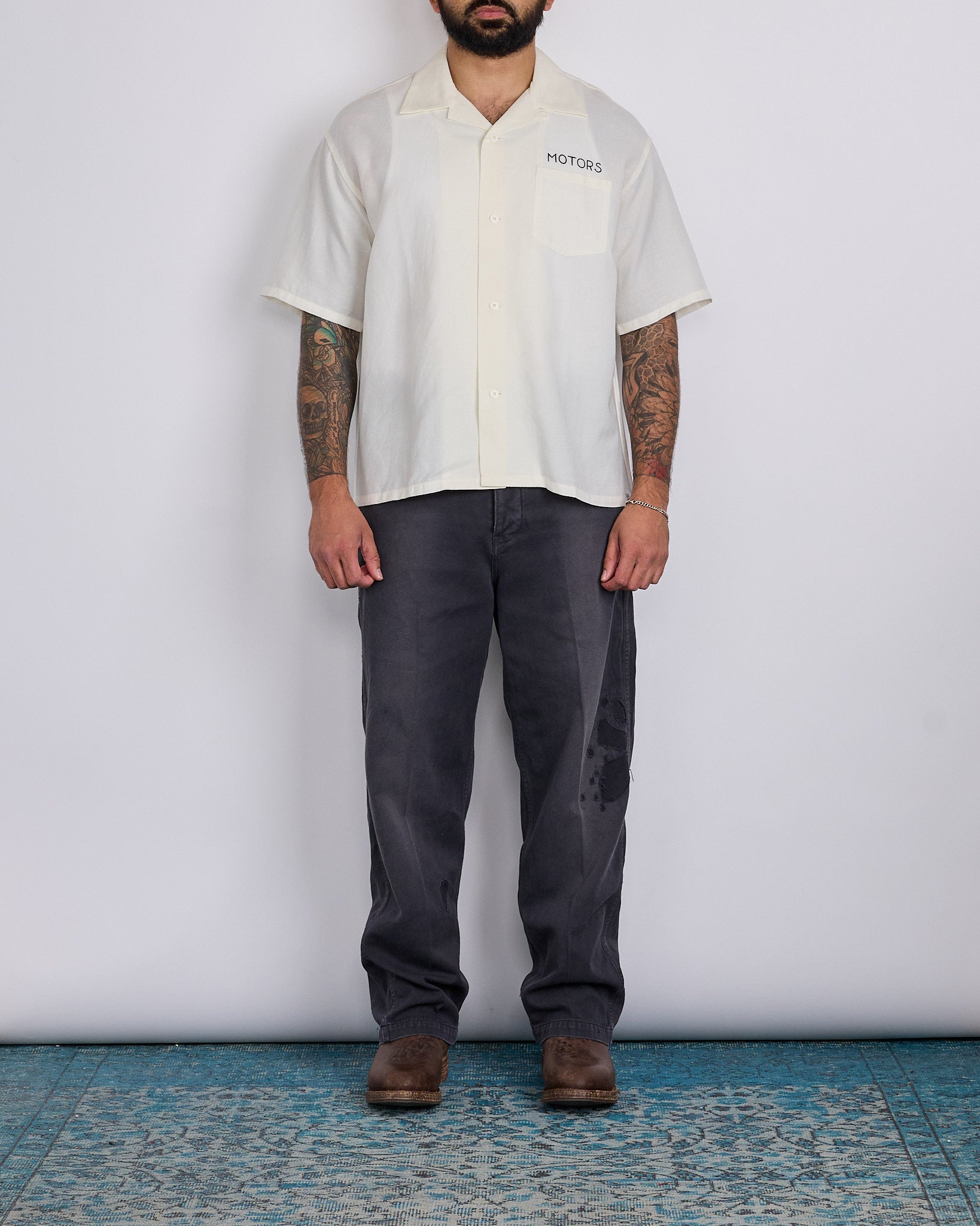 visvim Motors Crosby Shortsleeve Button Shirt White – LESS 17