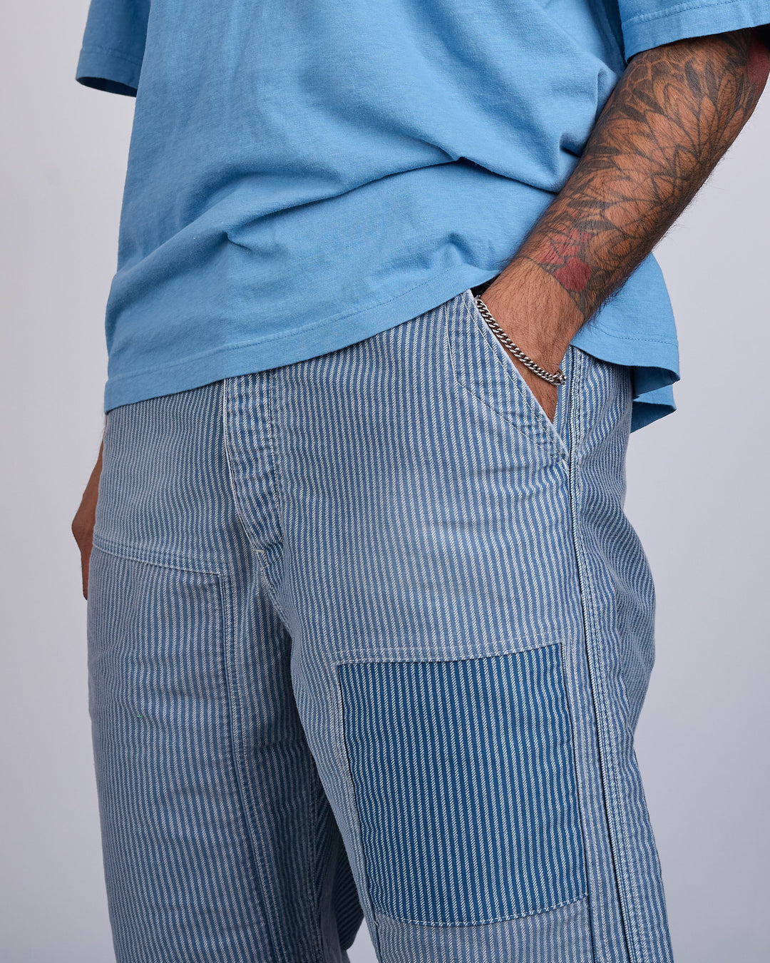 visvim Pastoral Pant Stripe Moleskin DMGD Blue