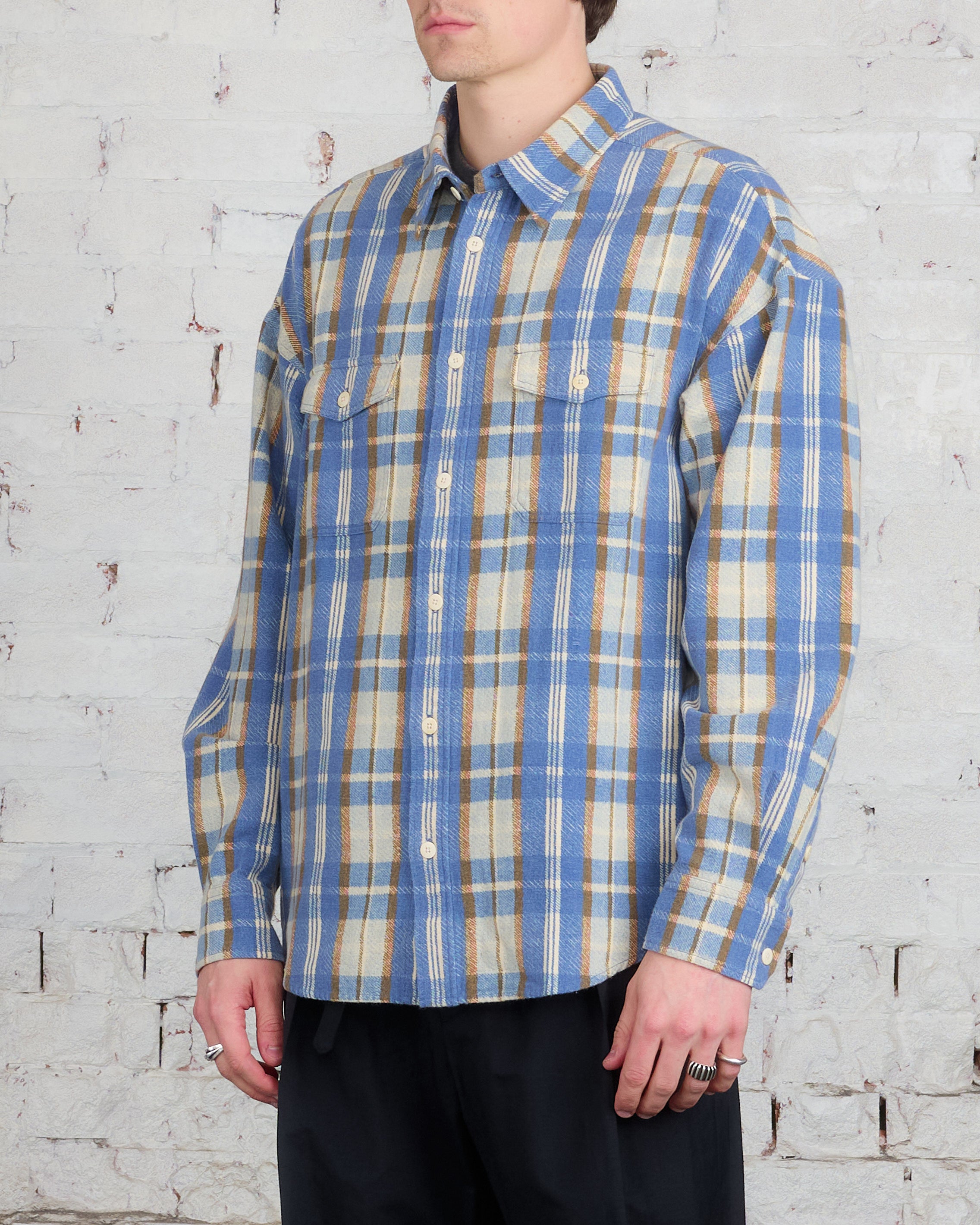 visvim Pioneer Khadi Check Button Shirt Blue – LESS 17