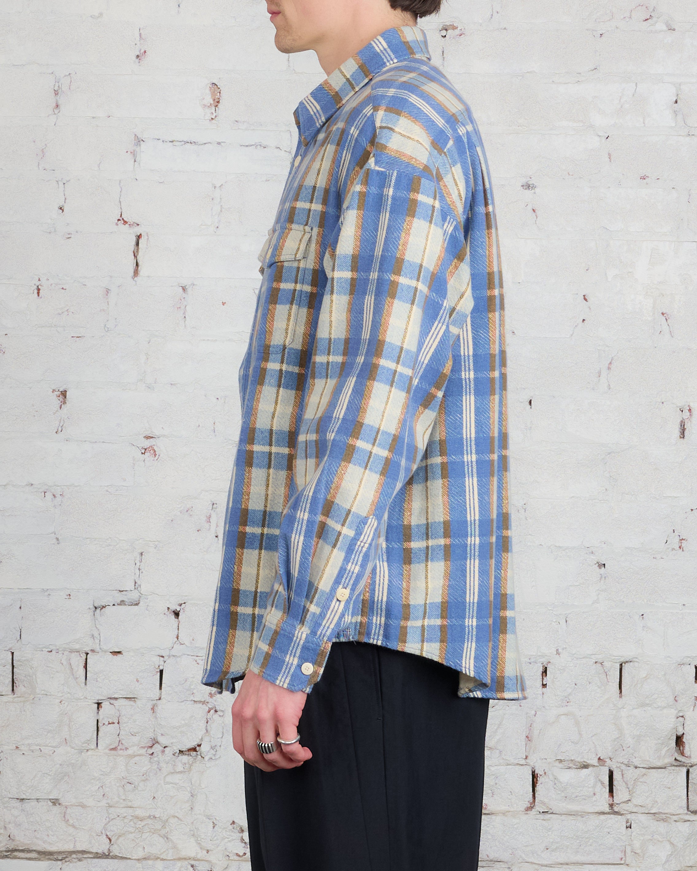 visvim Pioneer Khadi Check Button Shirt Blue