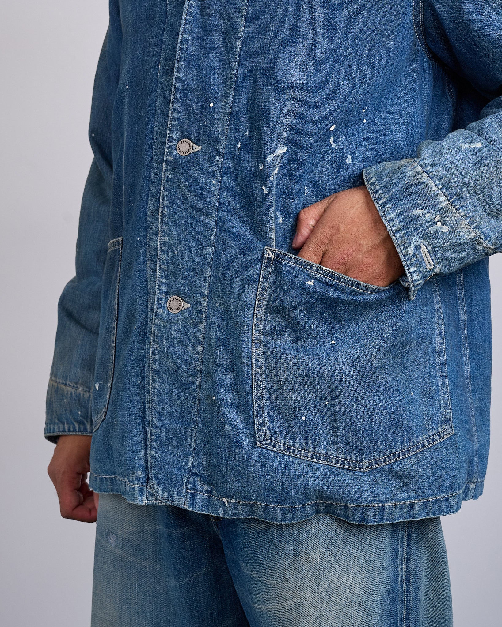 visvim Social Sculpture Coverall Down Jacket DMGD Indigo – LESS 17