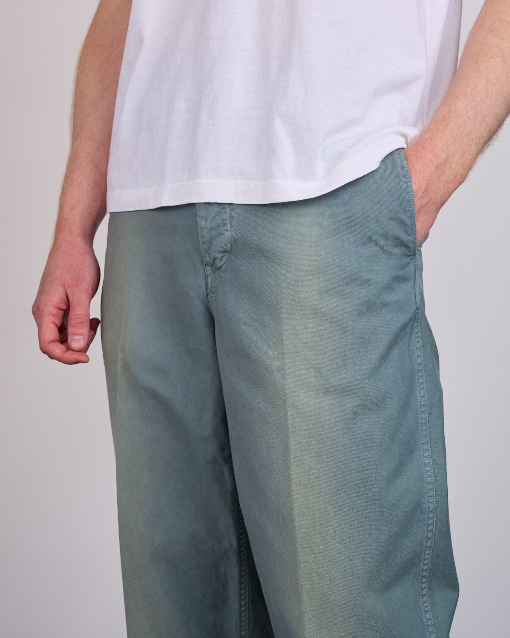 visvim Summer Spot Broader Chino Pant DMGD Lt.Green – LESS 17