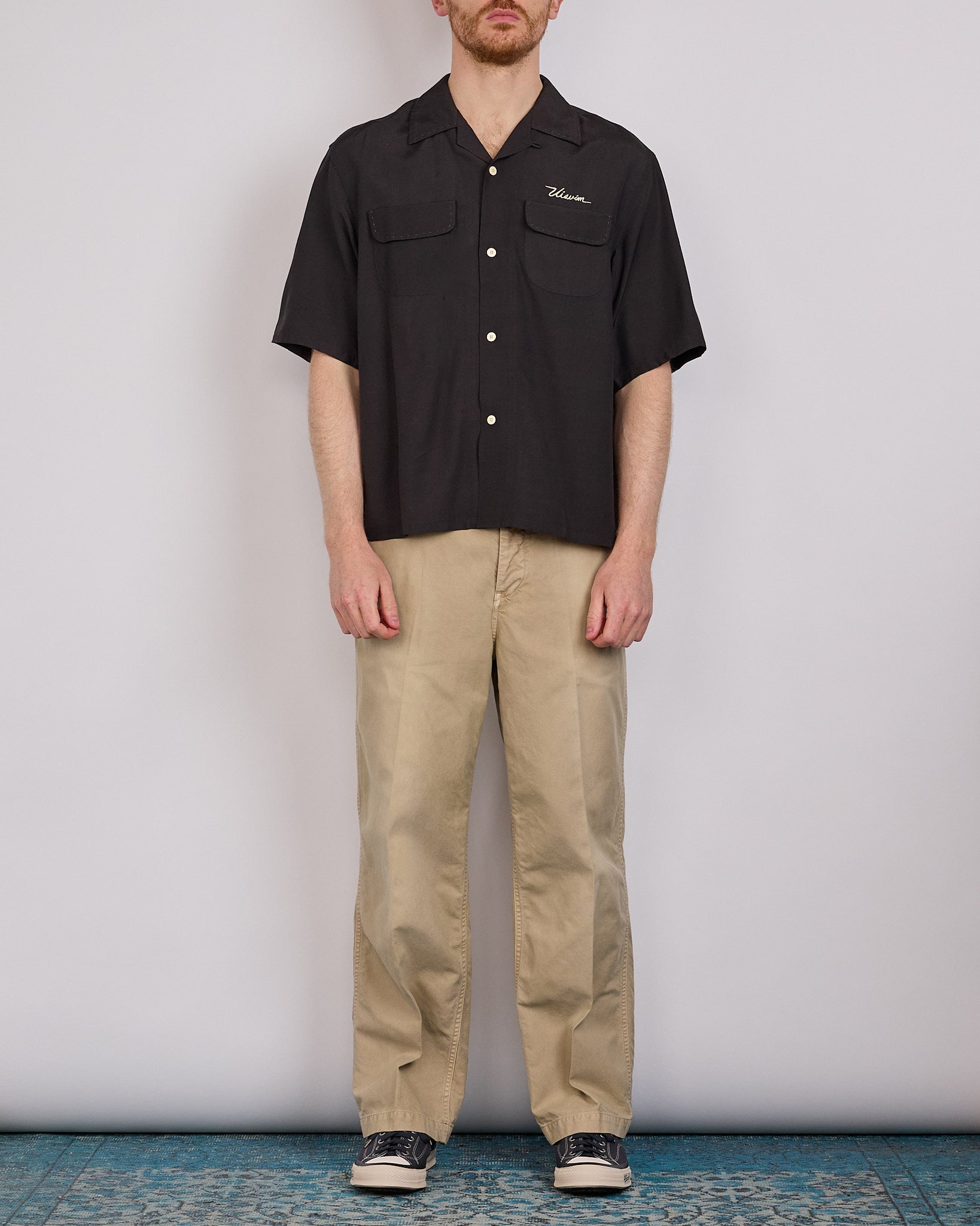 visvim Summer Spot Keesey Short Sleeve Button Shirt Charcoal – LESS 17