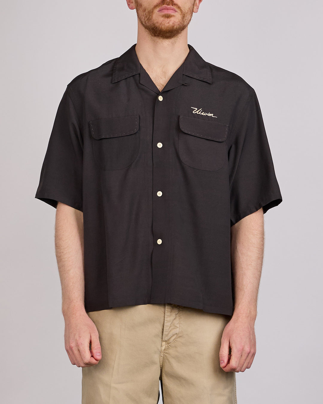visvim Summer Spot Keesey Short Sleeve Button Shirt Charcoal