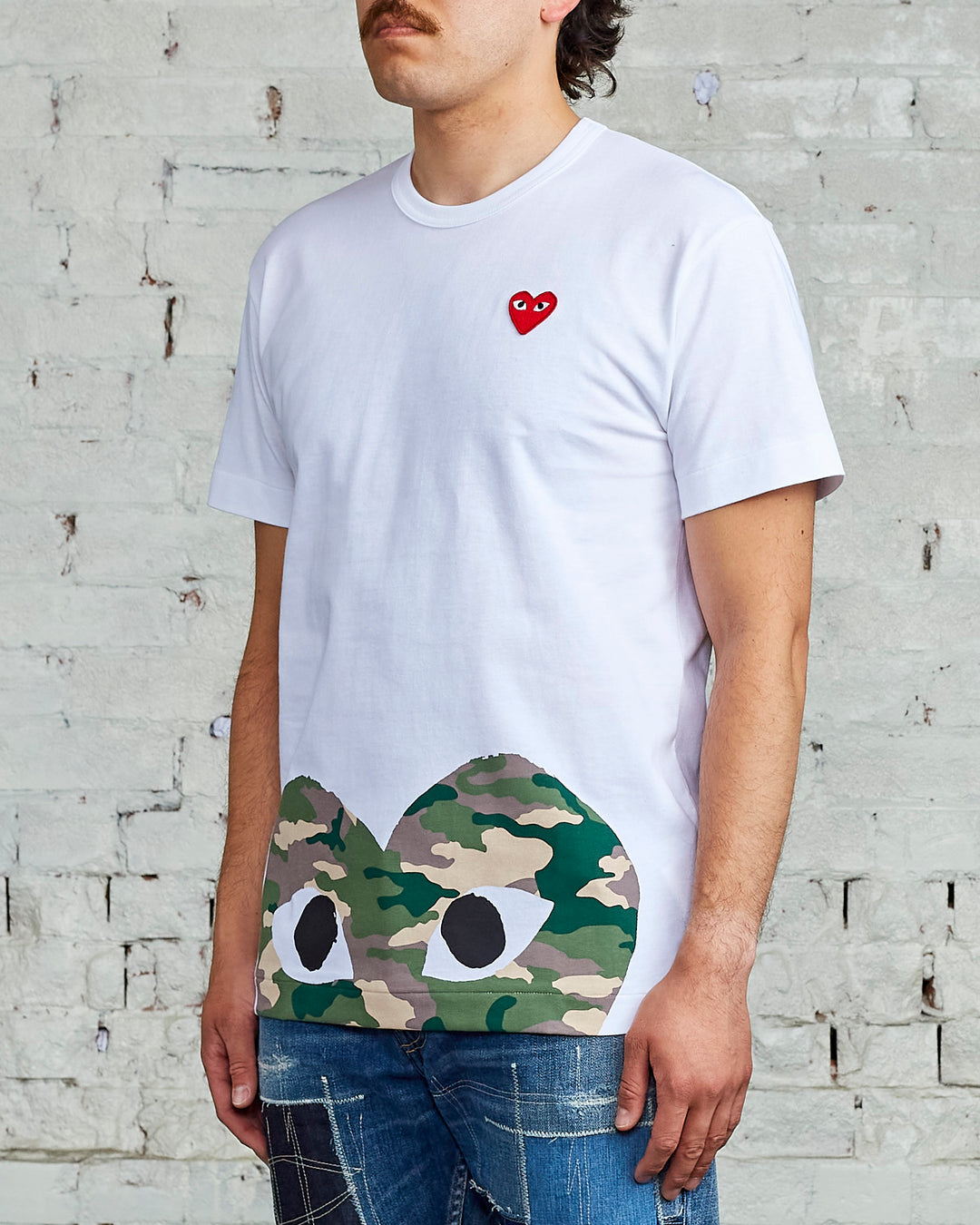 Comme des Garçons PLAY Big Camouflage Large Low Heart T-Shirt