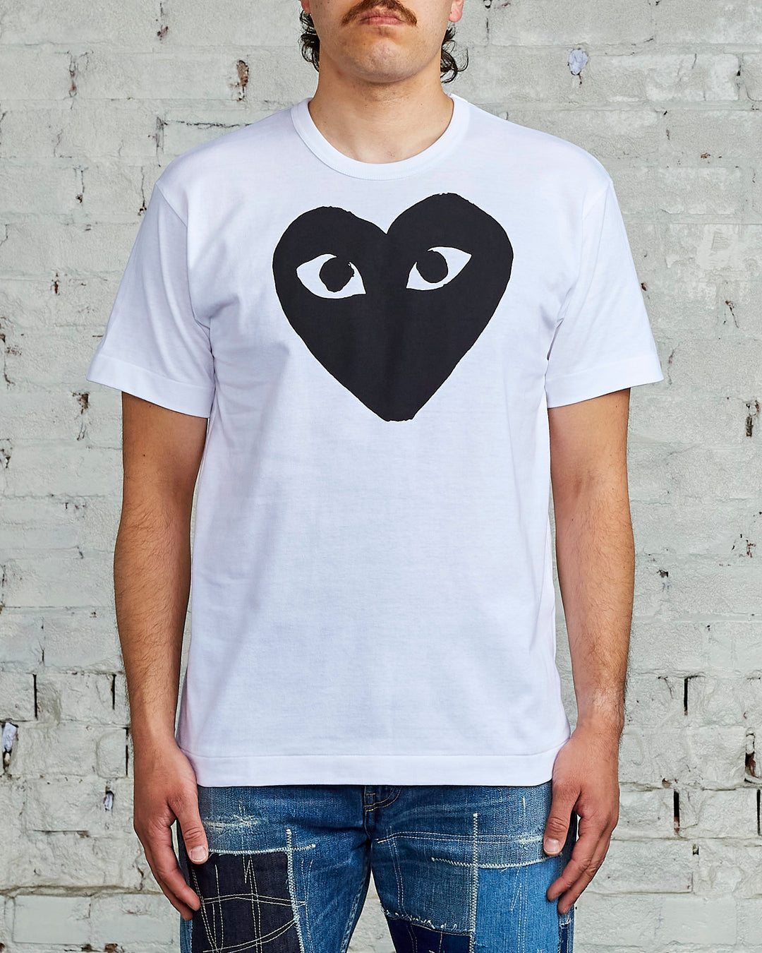 Comme des Garçons PLAY Large Chest Black Heart T-Shirt White