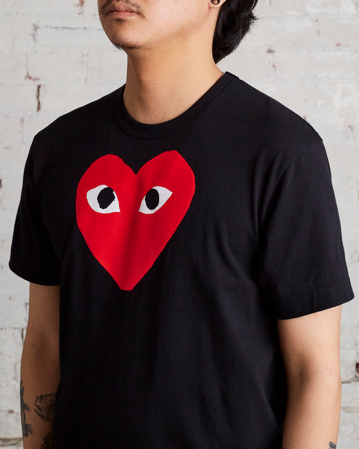 Comme des Garçons PLAY Medium Chest Print Red Heart T-Shirt Black