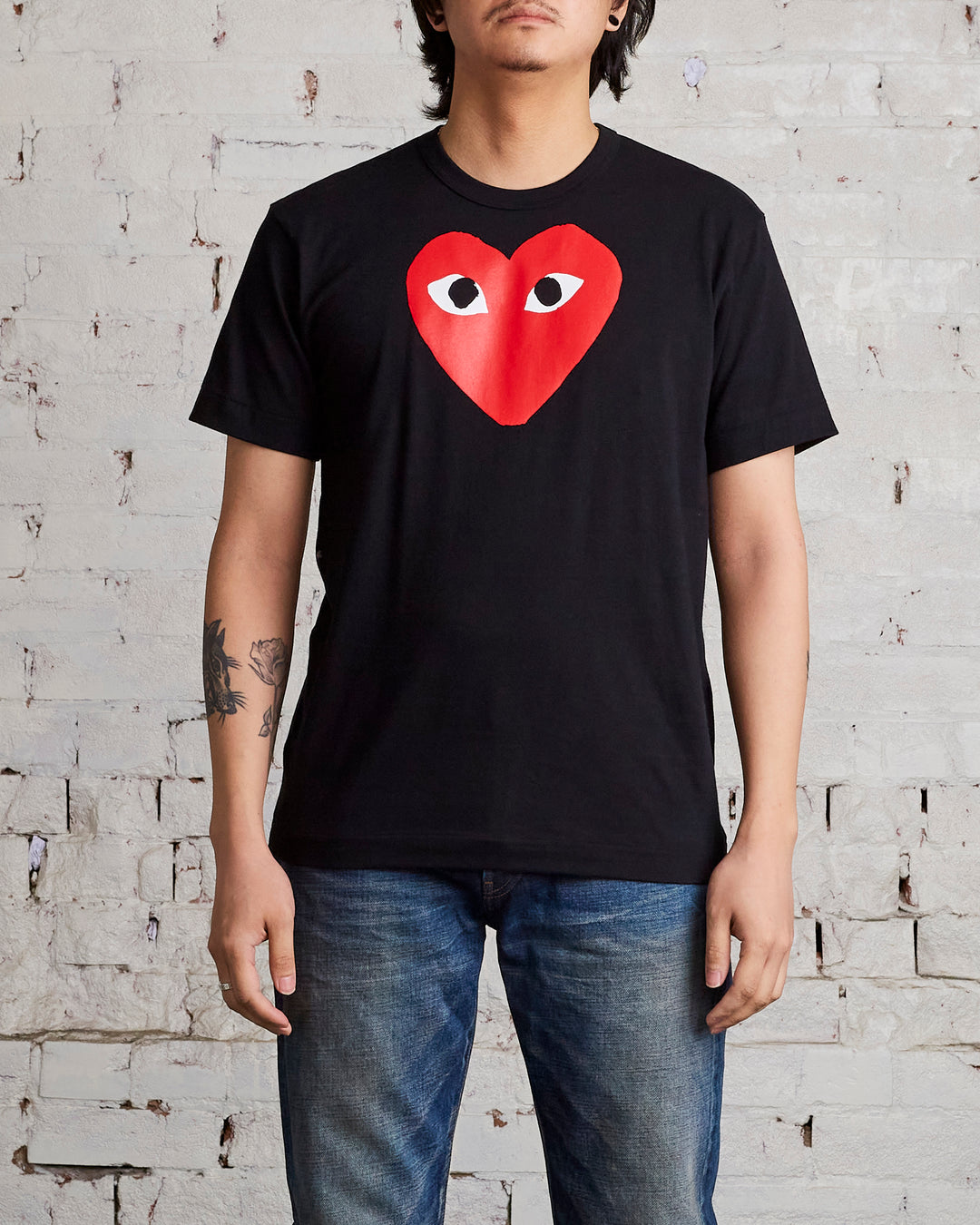 Comme des Garçons PLAY Medium Chest Print Red Heart T-Shirt Black