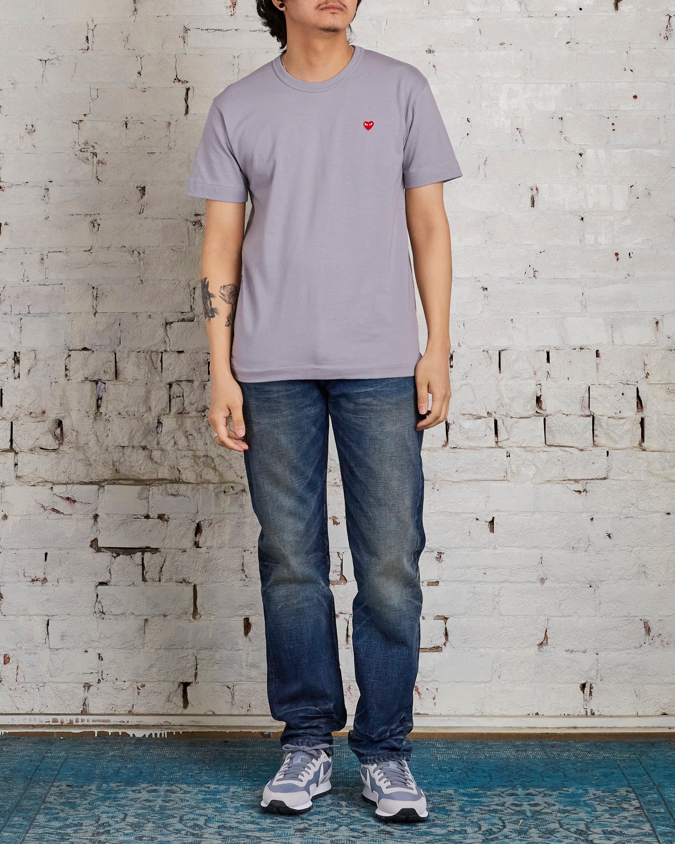 Comme des Garçons PLAY Small Red Woven Heart T-Shirt Grey – LESS 17