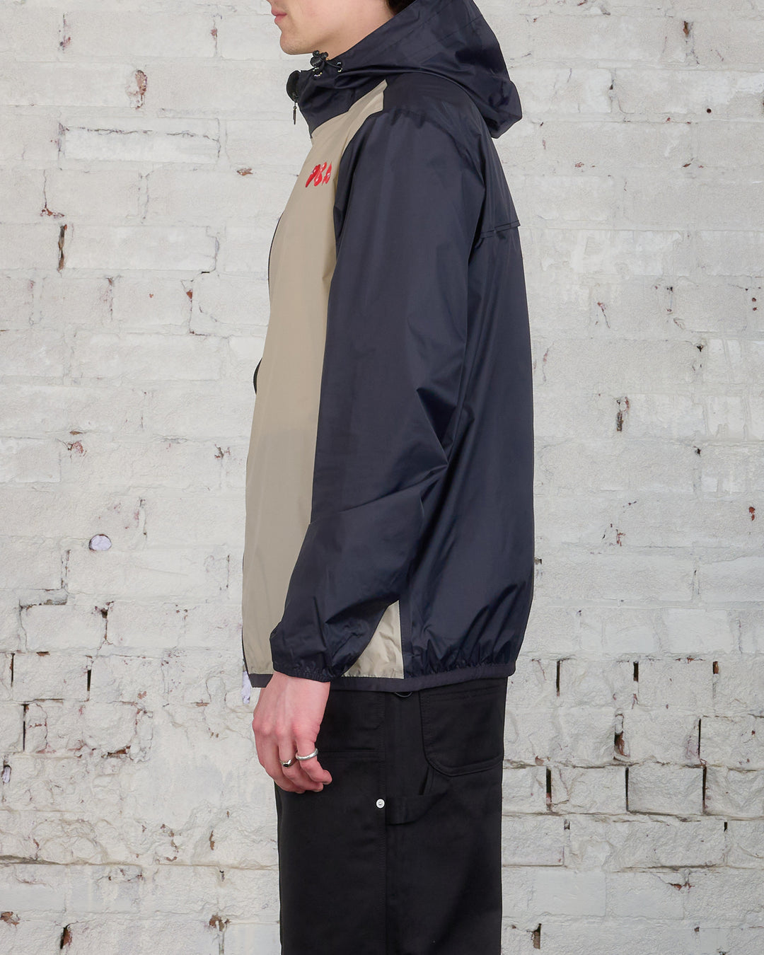 Comme des Garçons PLAY K-Way Full Zip Hooded Jacket Beige/Black
