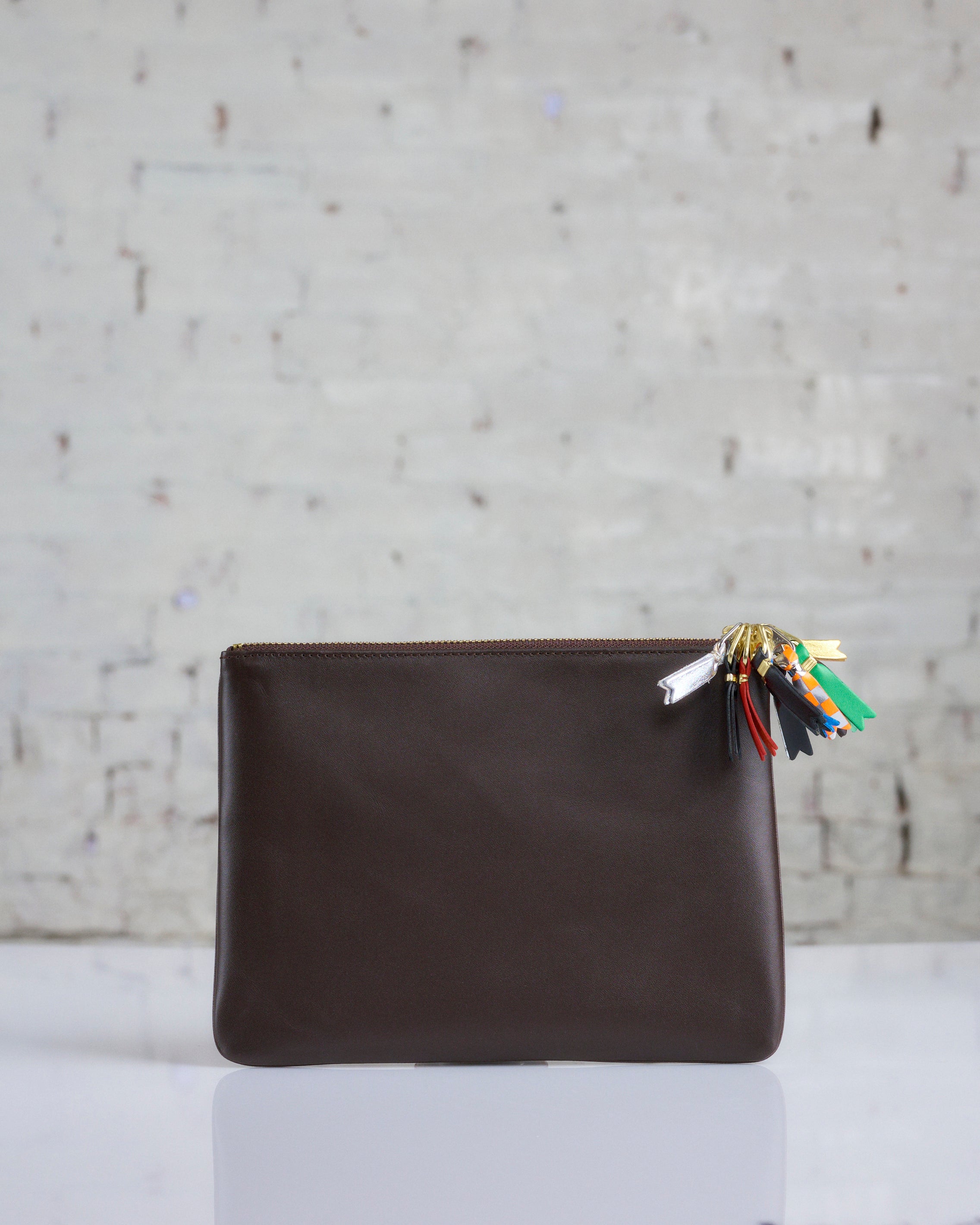 CDG Wallet Zipper Pull Large Zip Pouch Brown – LESS 17