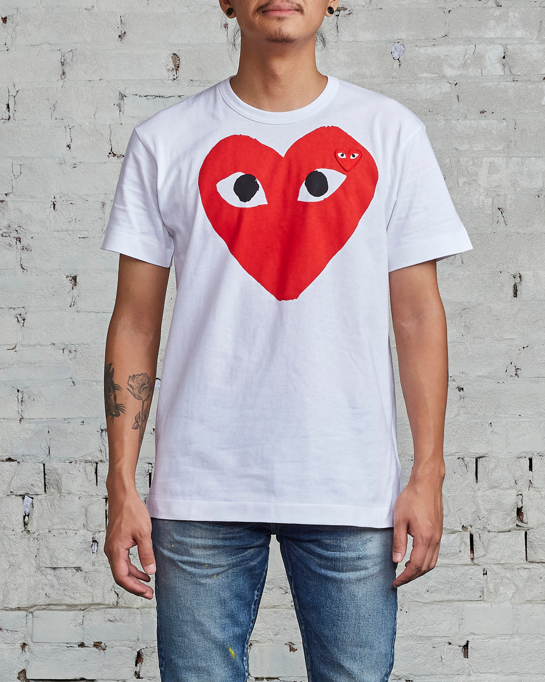 Comme des Garçons PLAY Big Red Chest Heart T-Shirt White