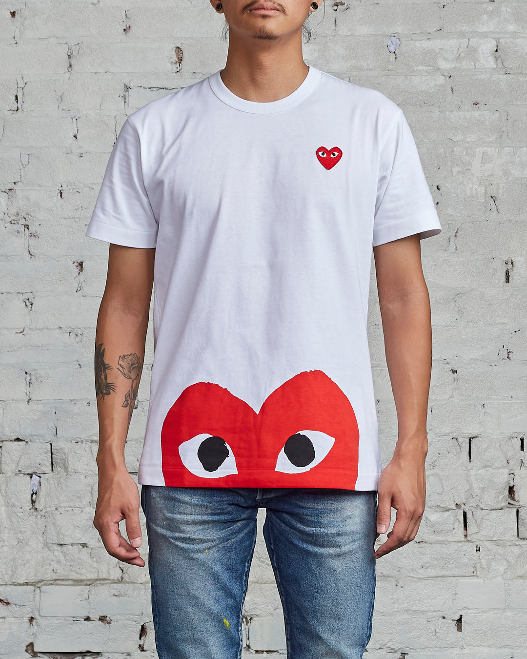 Comme des Garçons PLAY Big Red Low Heart T-Shirt White – LESS 17