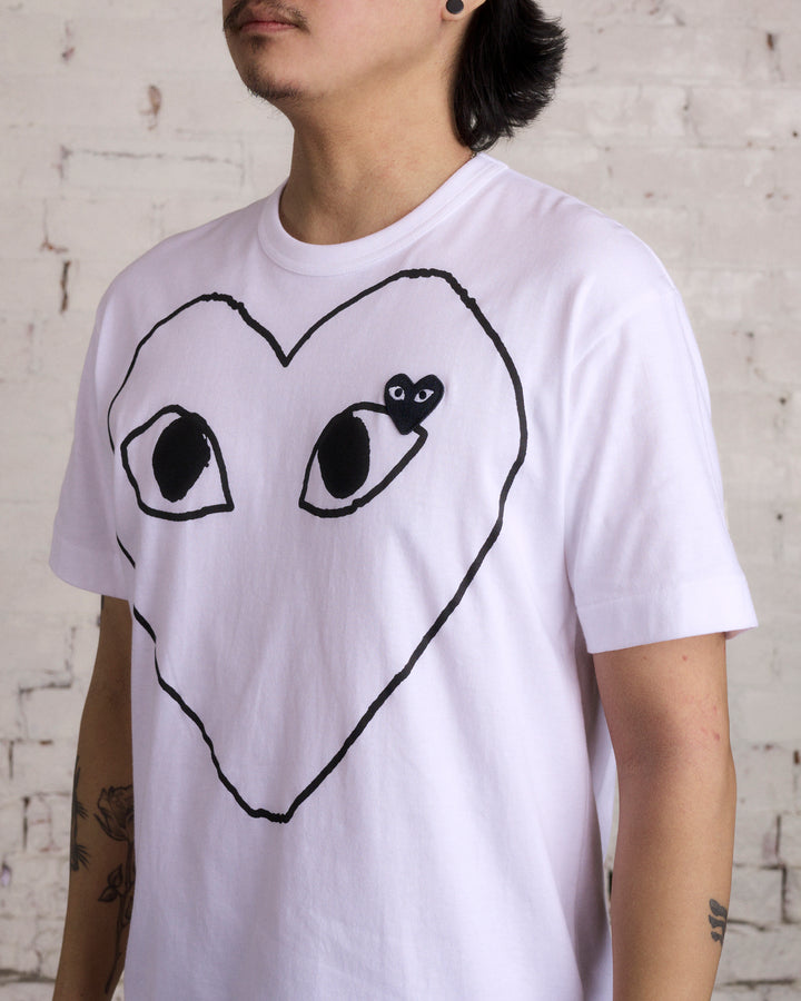 CDG PLAY Black Chest Hollow Heart T-Shirt White