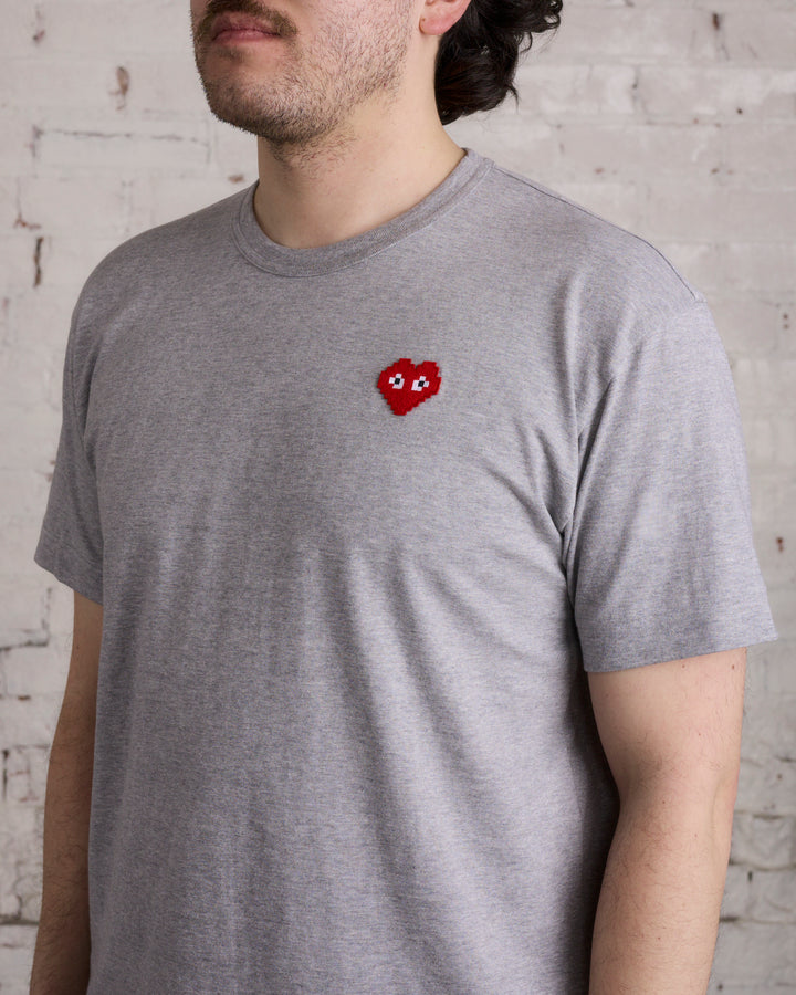 Comme des Garçons PLAY x Invader Red Heart T-Shirt Grey