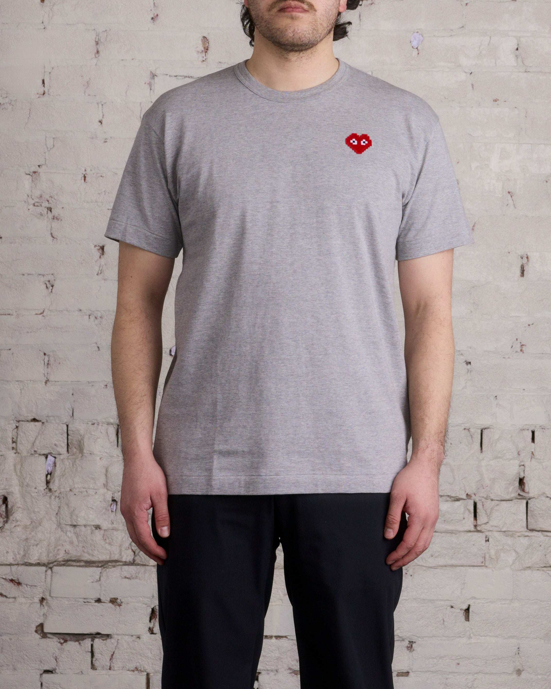 Comme des Garçons PLAY x Invader Red Heart T-Shirt Grey – LESS 17