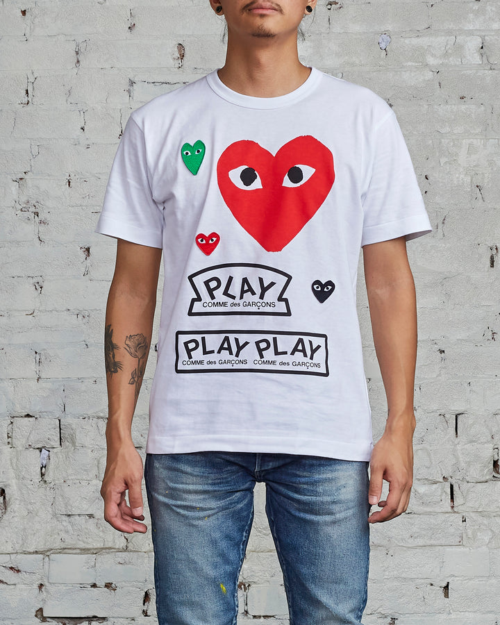 Comme des Garçons PLAY Multi Heart Graphic T-Shirt White