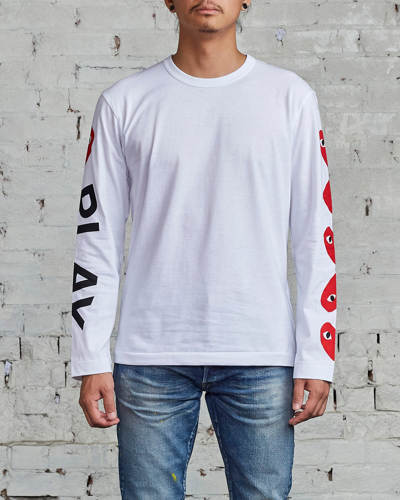 Comme des Garçons PLAY Multi Red Heart Long Sleeve T-Shirt White