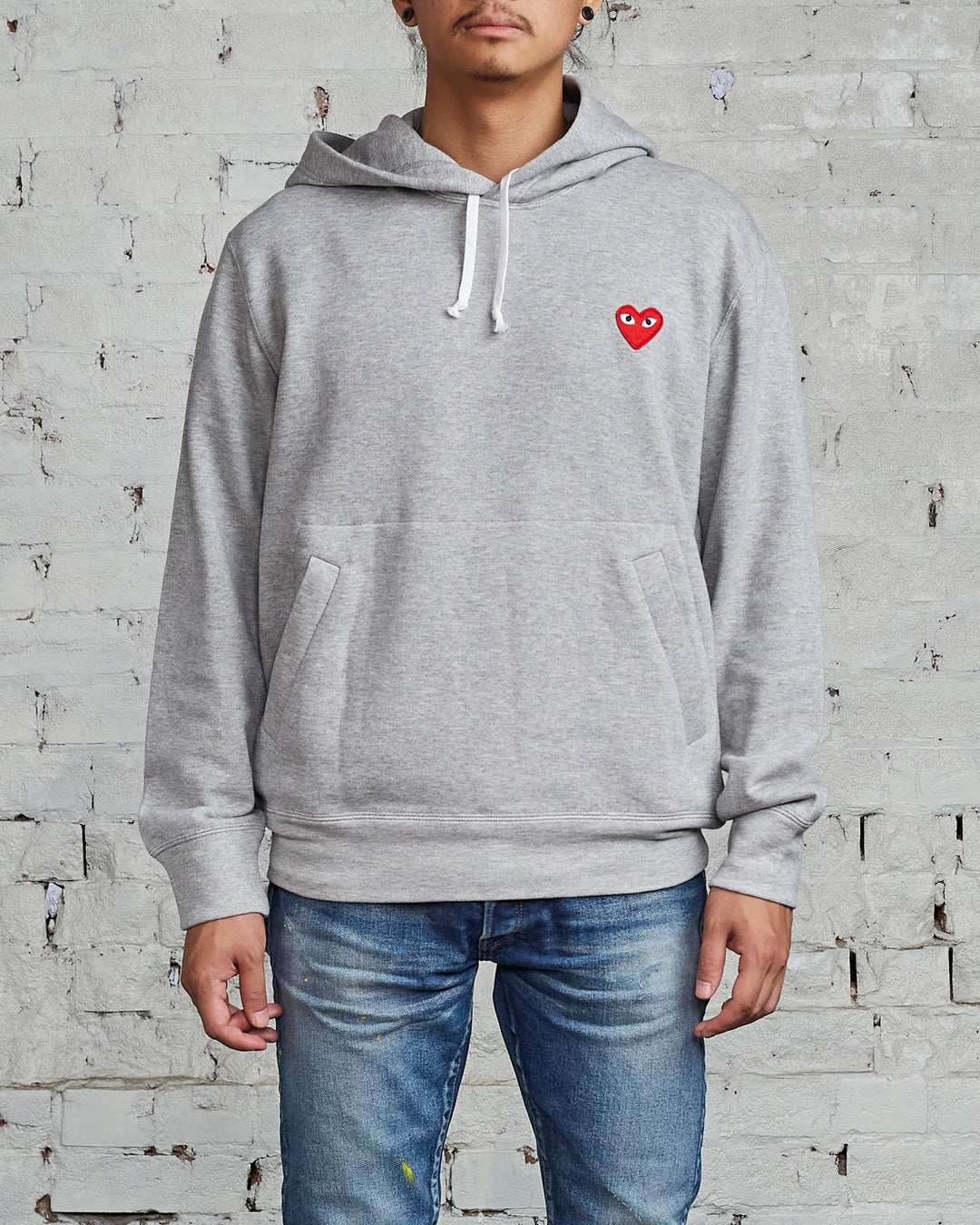 Comme des Garçons PLAY Red Heart Hooded Sweatshirt Grey – LESS 17